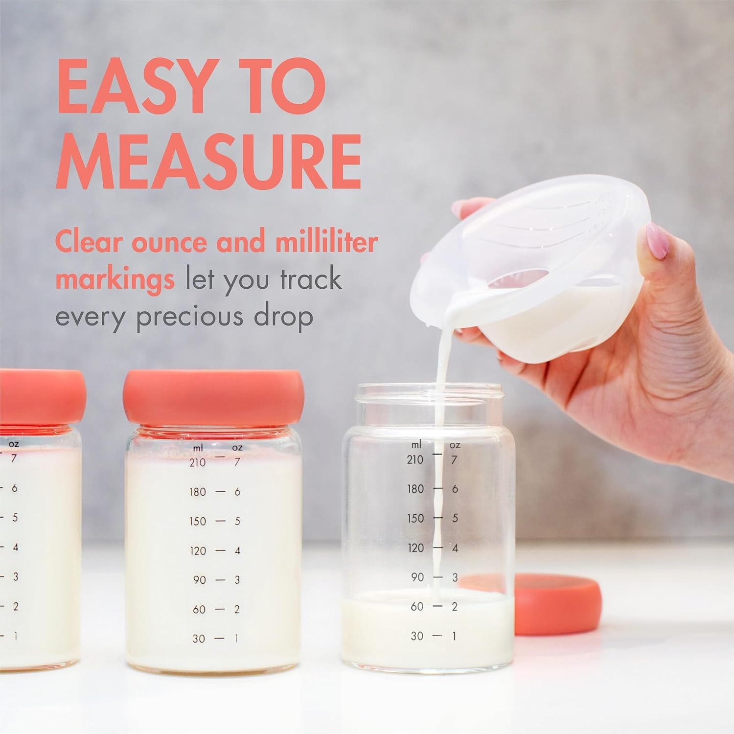 image:imageBoon Cache Glass Breastmilk Storage Bottles with Lids Leakproof Containers for Breastmilk Baby Food Formula and Snacks Freezer and Dishwasher Safe 8 Oz 3 Count