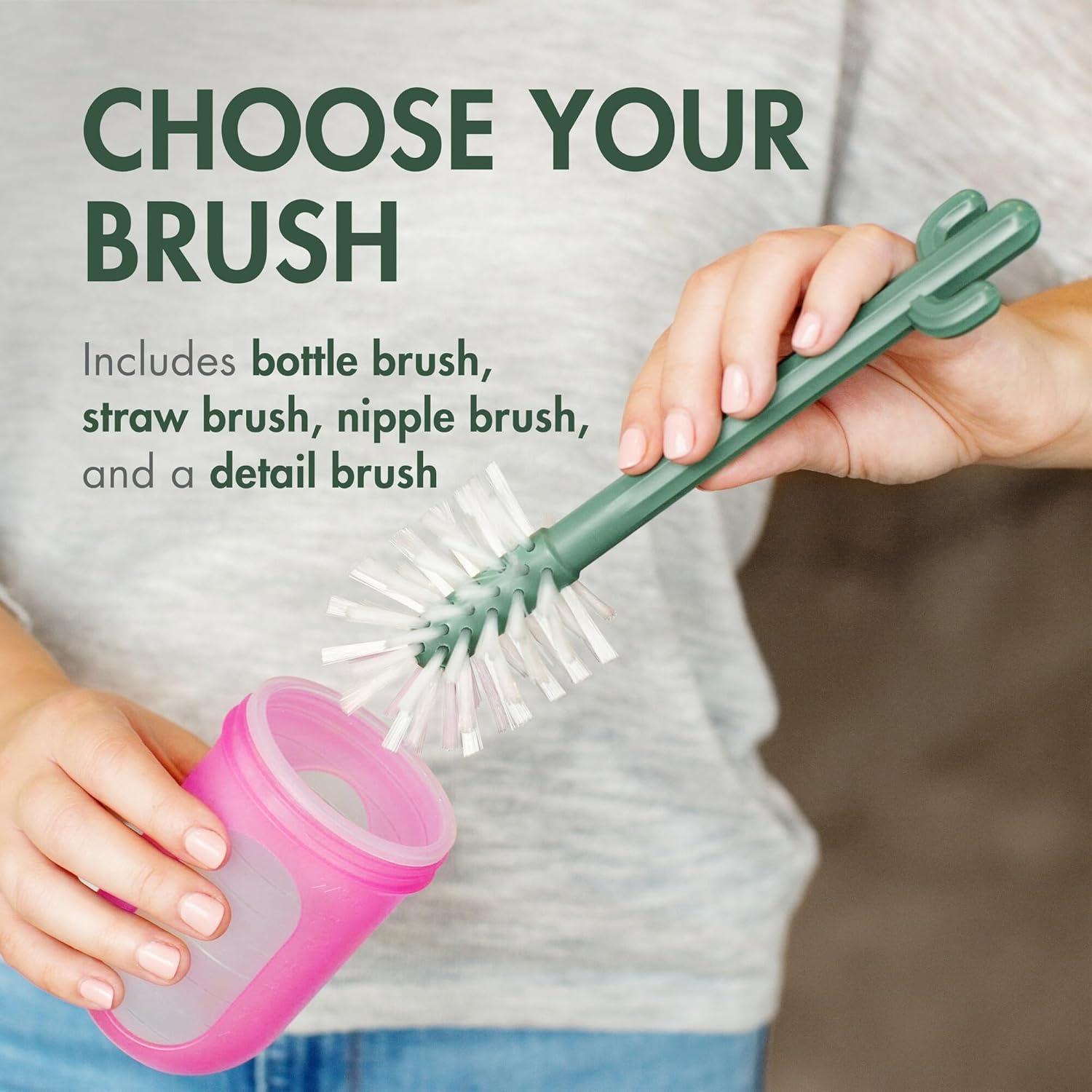 image:imageBoon Cacti Bottle Cleaning Brush Set Terracotta 4 Piece Set4 Piece Set