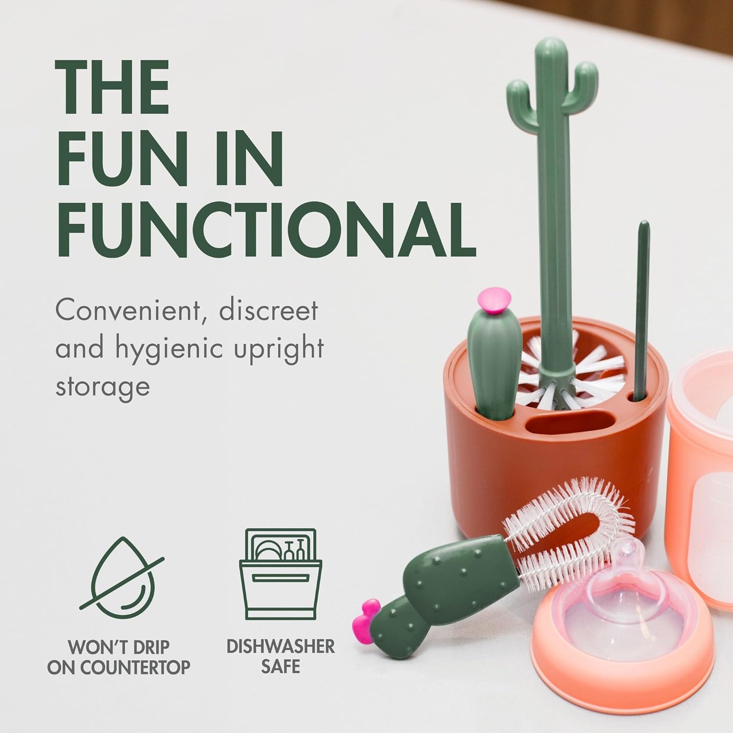 image:imageBoon Cacti Bottle Cleaning Brush Set Terracotta 4 Piece Set4 Piece Set