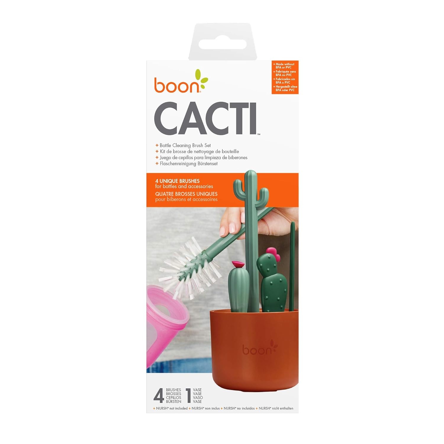image:imageBoon Cacti Bottle Cleaning Brush Set Terracotta 4 Piece Set4 Piece Set