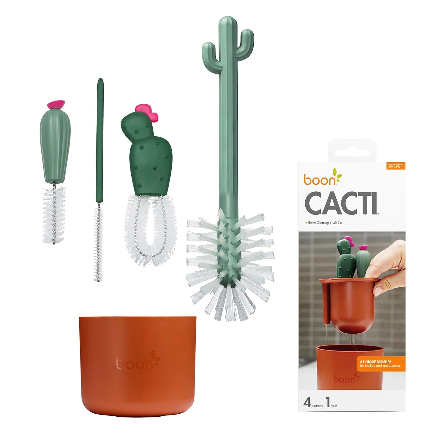 image:imageBoon Cacti Bottle Cleaning Brush Set Terracotta 4 Piece Set4 Piece Set