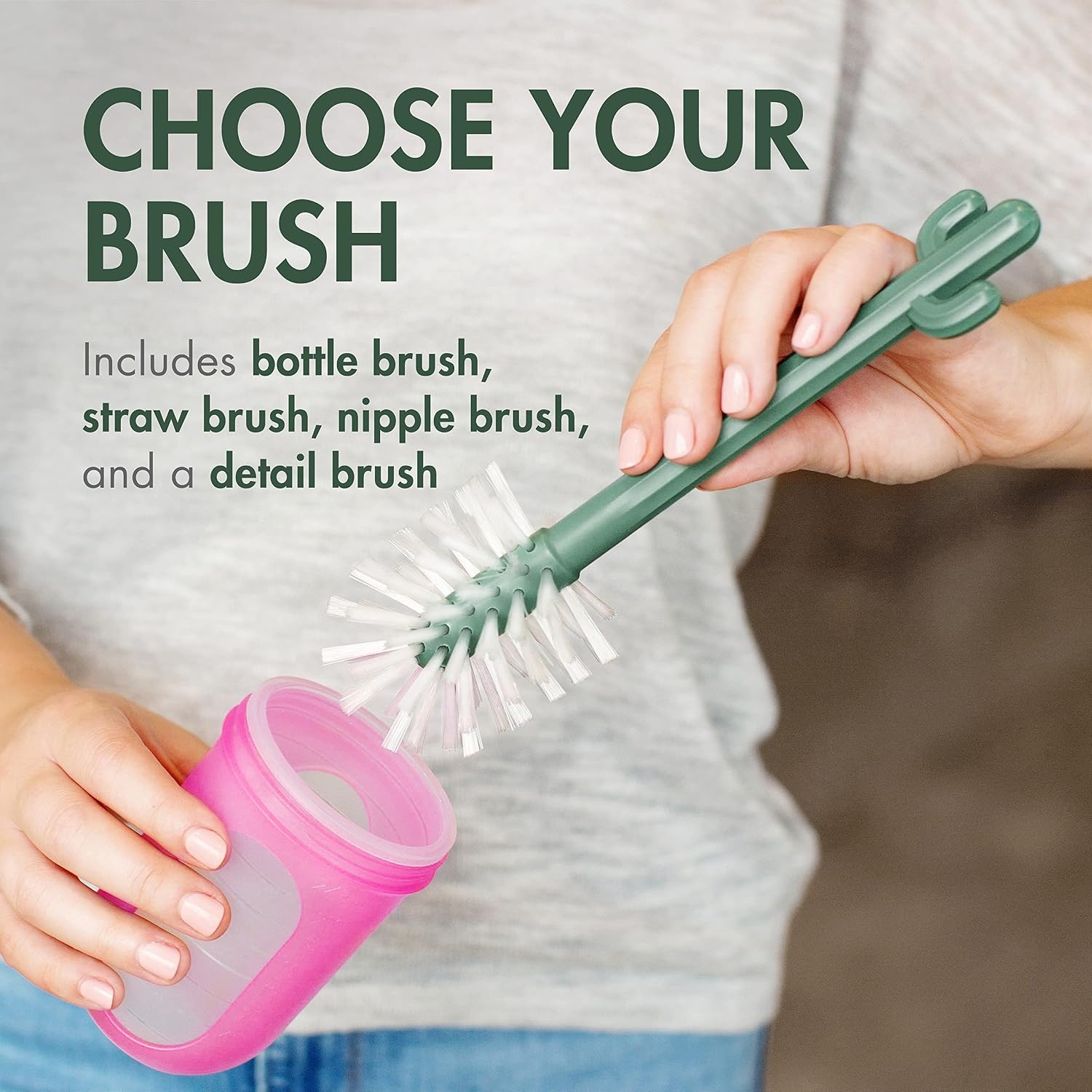 image:imageBoon Cacti Bottle Cleaning Brush Set Terracotta 4 Piece Set4 Piece Set Pack of 12