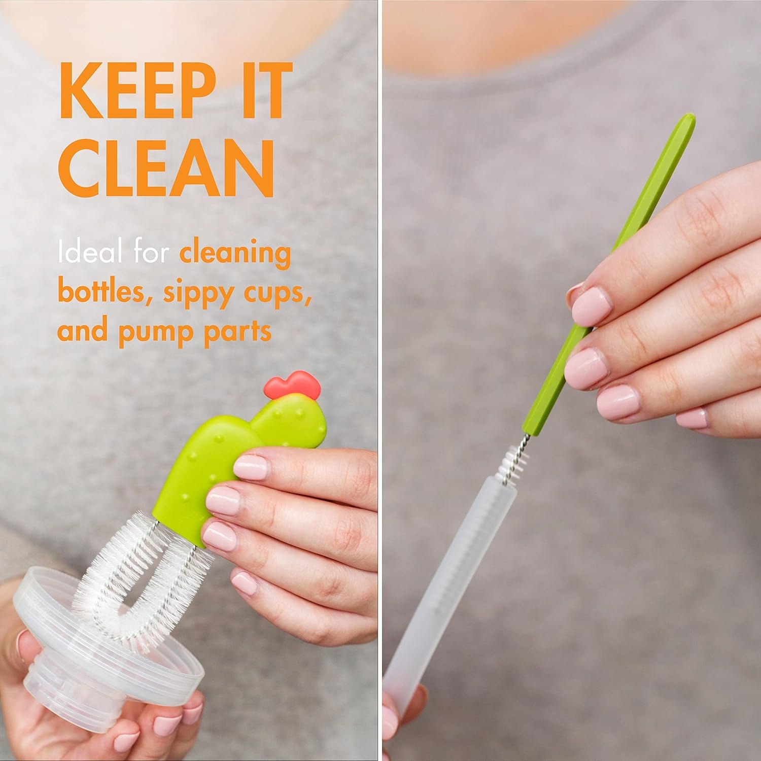 image:imageBoon Cacti Replacement Baby Bottle Brushes Includes Bottle Cleaner Brush Straw Cleaner Brush Nipple Brush and Detail Brush for Baby Bottles Newborn Essentials Sage 4 Count4 Piece Set Pack of 12