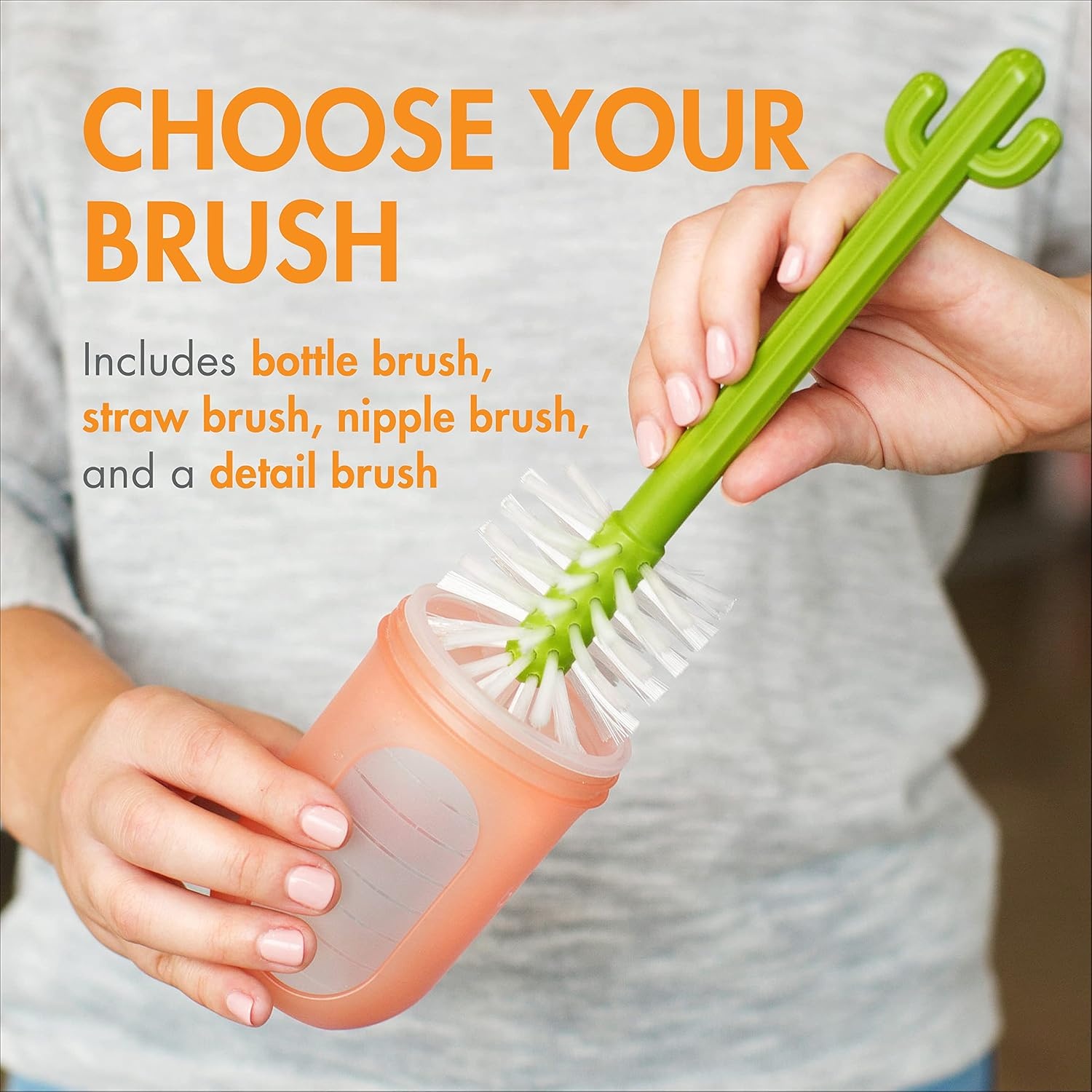 image:imageBoon Cacti Replacement Baby Bottle Brushes Includes Bottle Cleaner Brush Straw Cleaner Brush Nipple Brush and Detail Brush for Baby Bottles Newborn Essentials Sage 4 Count4 Piece Set Pack of 12