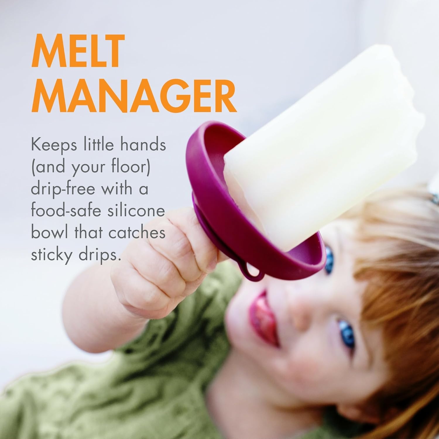 image:imageBoon Drizzle Silicone Ice Pop Holder Drip Catcher for Frozen Treats Dishwasher Safe Summer Kids and Toddler Essentials Includes 2 Travel Cases 4 Count