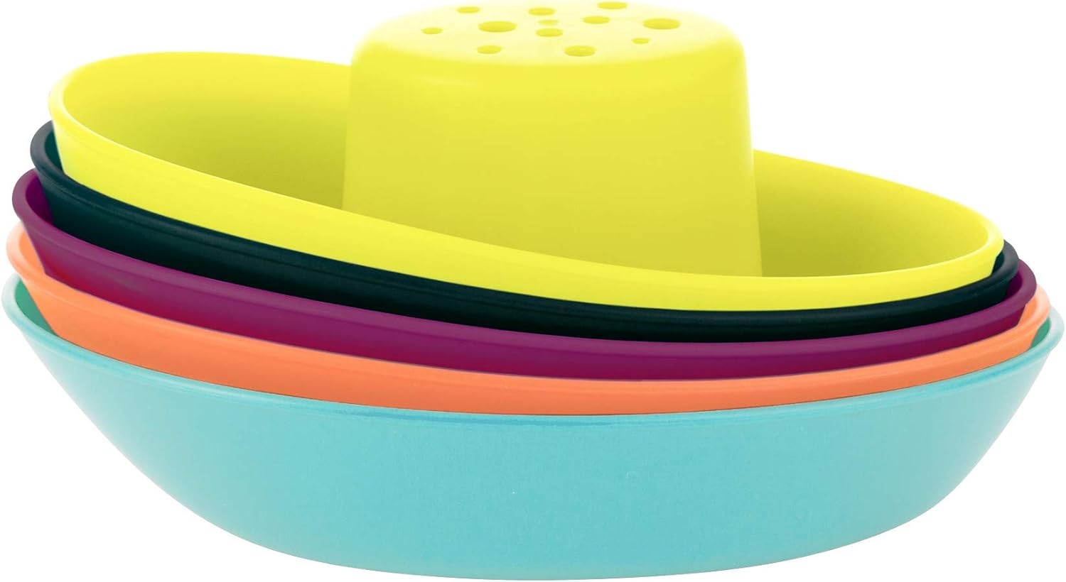 image:imageBoon Fleet Toy Boat Baby Bath Toys Stacking Boat Toy Set for Bath Time Fun Toddler and Baby Stacking Bathtub Toys With Drain Holes 5 Count Ages 10 Months and UpNavy Multicolor
