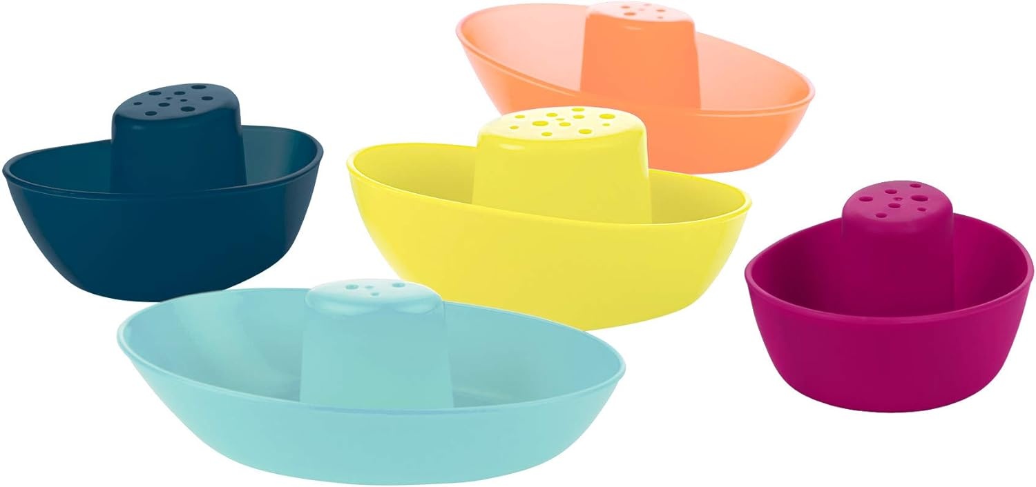 image:imageBoon Fleet Toy Boat Baby Bath Toys Stacking Boat Toy Set for Bath Time Fun Toddler and Baby Stacking Bathtub Toys With Drain Holes 5 Count Ages 10 Months and UpNavy Multicolor