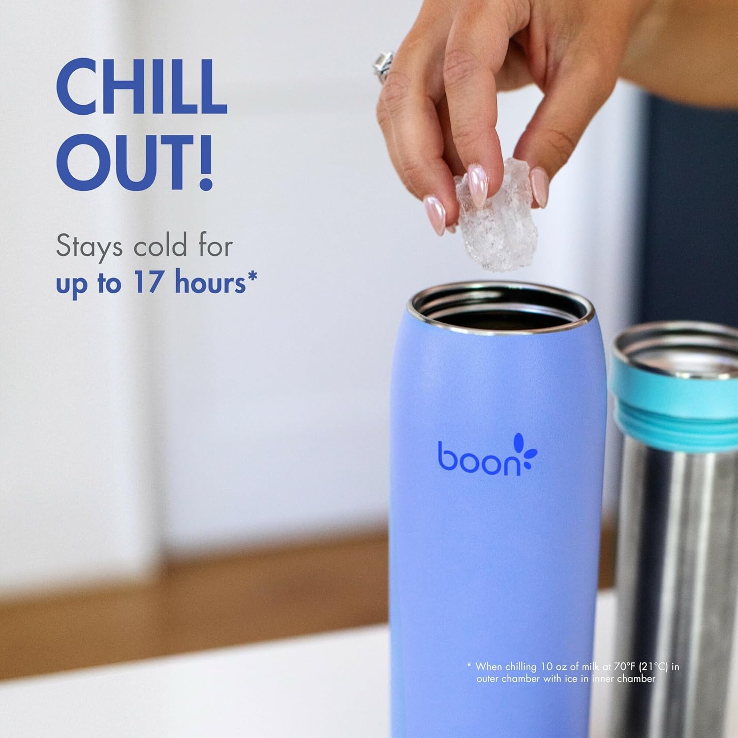 image:imageBoon Frosh Portable Breastmilk Chiller Insulated Stainless Steel Cooler and Storage Container Blue Keeps Milk Cold for up to 17 HoursBlue