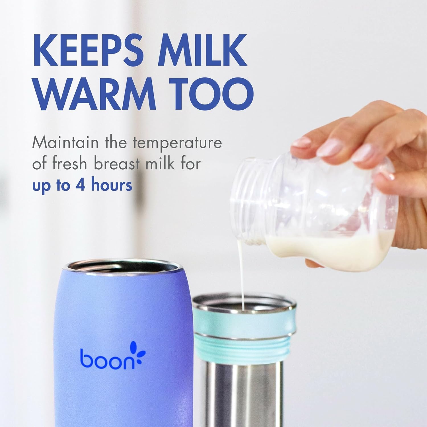 image:imageBoon Frosh Portable Breastmilk Chiller Insulated Stainless Steel Cooler and Storage Container Blue Keeps Milk Cold for up to 17 HoursBlue