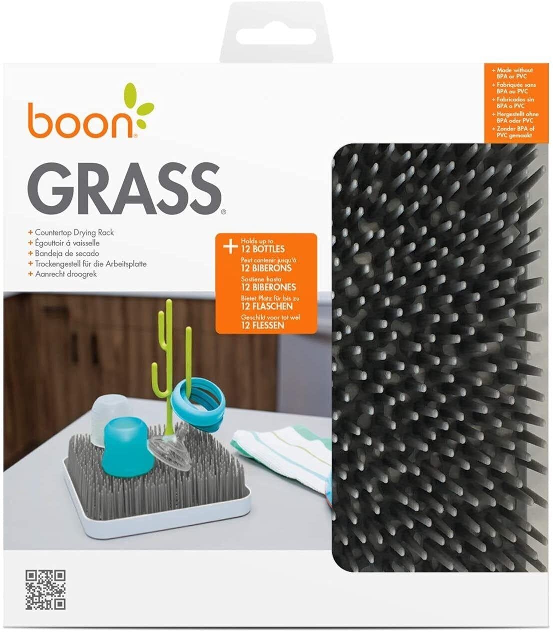 image:imageBoon Grass Plastic Drying Rack Modern Countertop Baby Bottle Organizer 975 x 988 x 30 inches Gray