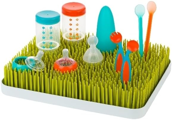 image:imageBoon Lawn Countertop Baby Bottle Drying Rack with Antimicrobial Tray Spring Green Bottle Rack and Organizer Baby Feeding Essentials 135 x 11 x 25 1 CountGreen