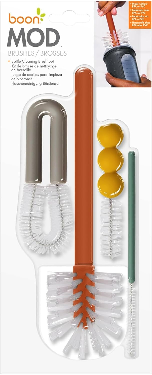 image:imageBoon Mod Replacement Baby Bottle Brushes Includes Bottle Cleaner Brush Straw Cleaner Brush Nipple Brush and Detail Brush for Baby Bottles Newborn Essentials Deco 4 Count