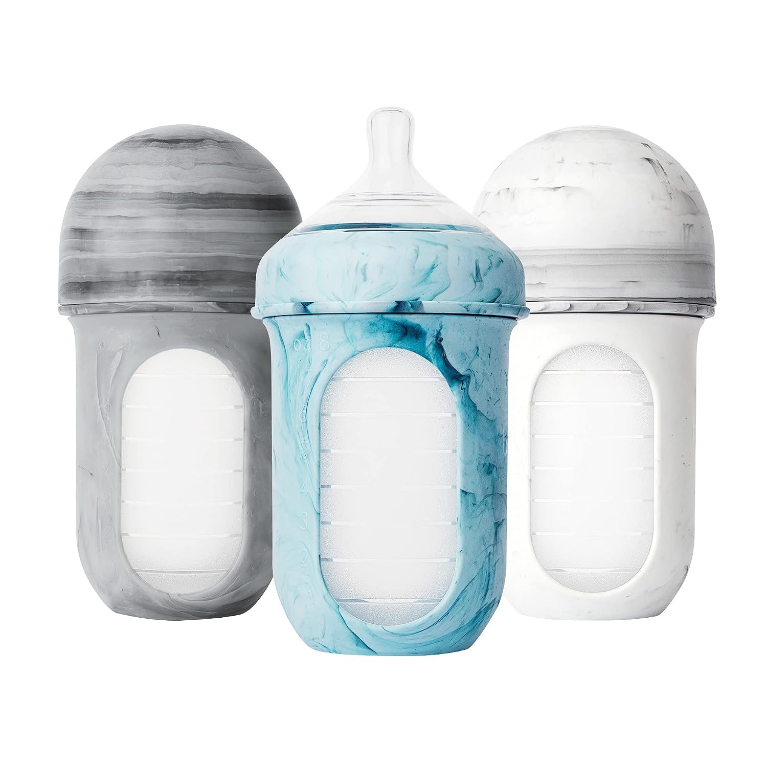 image:imageBoon NURSH Reusable Silicone Baby Bottles amp NURSH Storage Buns Pack of 3 BlueWhite3 Count Pack of 1 amp NURSH Silicone Replacement Nipple Pack of 3