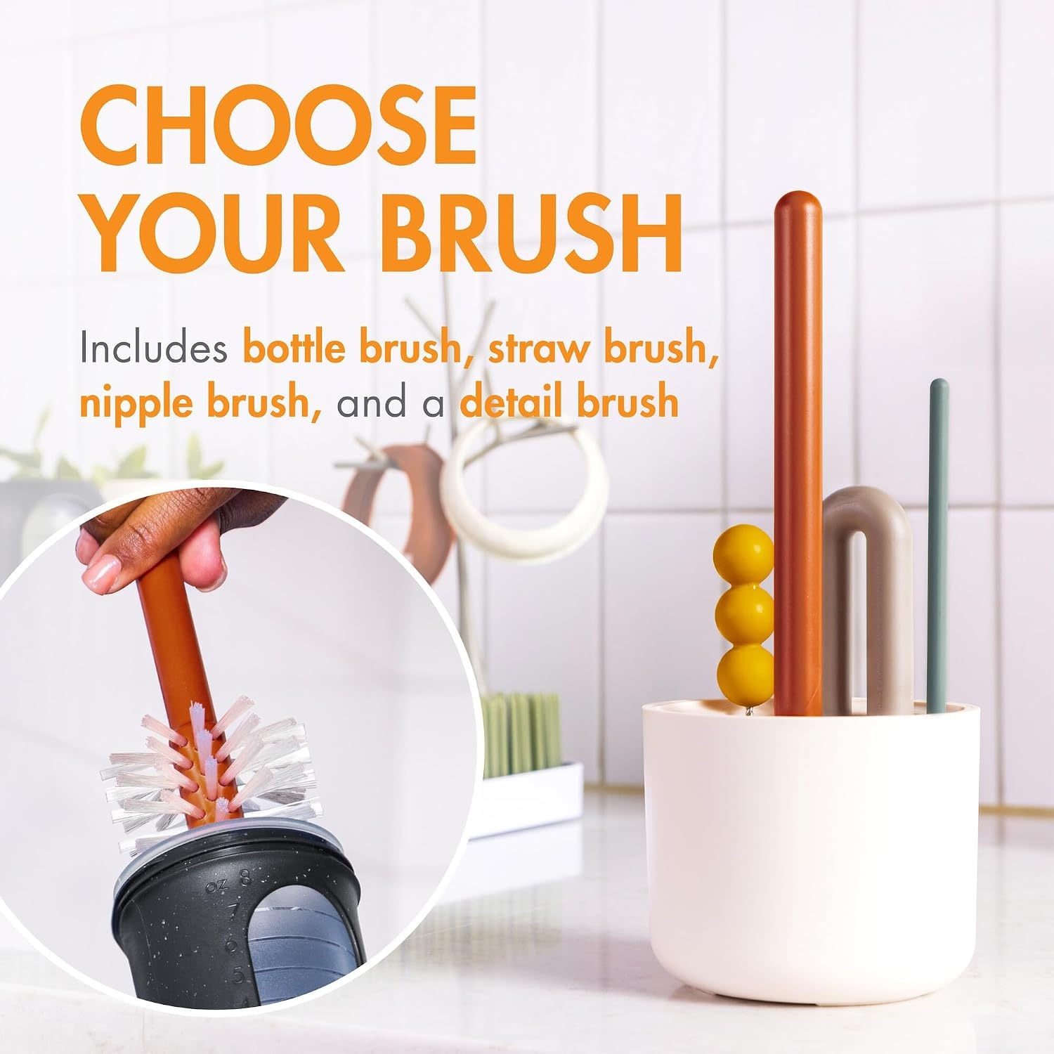 image:imageBoon Nursh Baby Bottle Gift Set Baby Feeding Essentials for New Moms Includes 4 Oz and 8 Oz Baby Bottles Storage Lids Fast Flow Nipples Storage Buns Straw Lid and Mod Baby Bottle Brush Set
