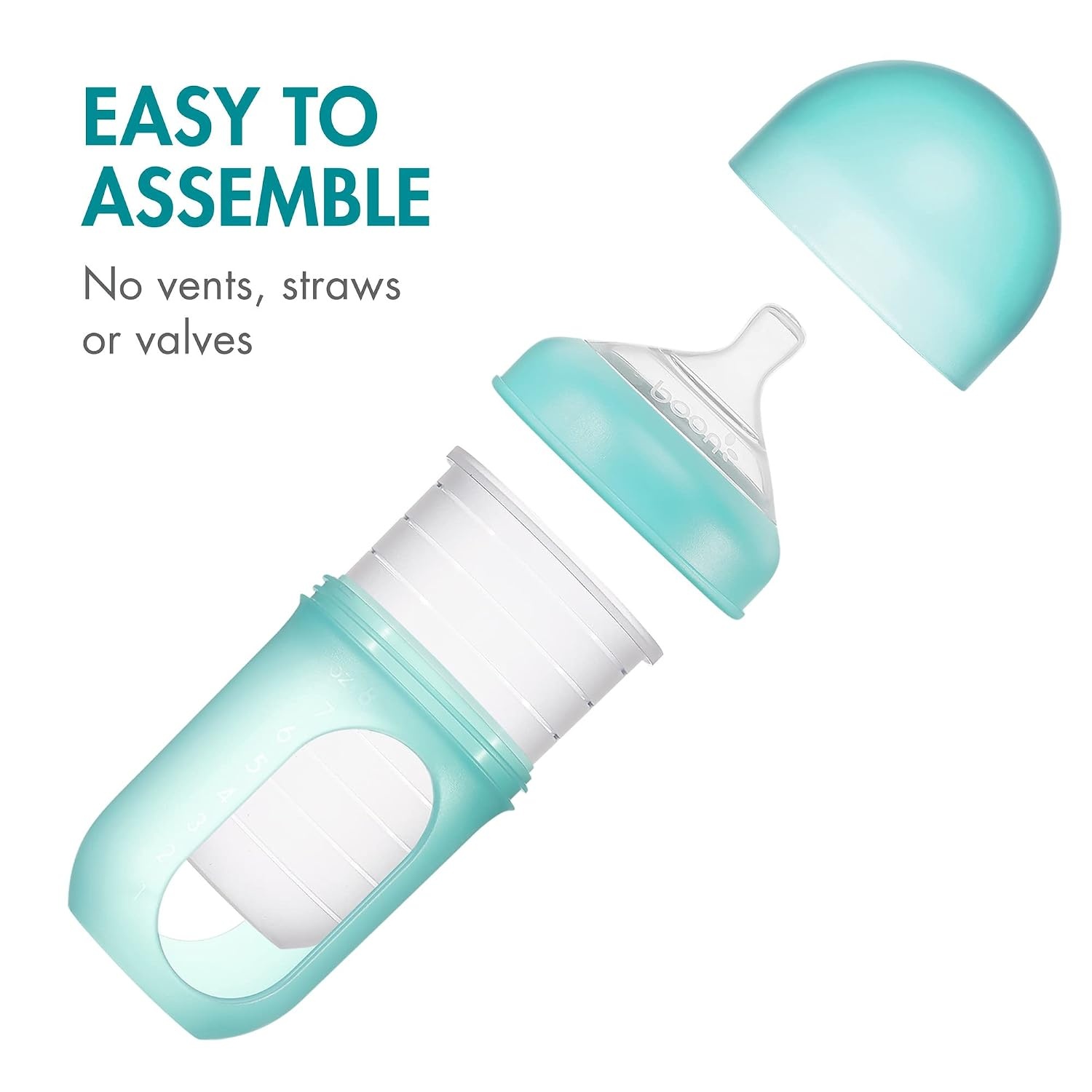 image:imageBoon Nursh Bottles Medium Flow Silicone Baby Bottles Help Ease Colic Symptoms Formula and Breast Milk Only Touch Platinum FoodSafe Silicone Mint 36 Months 3 Count 8 OunceBlue