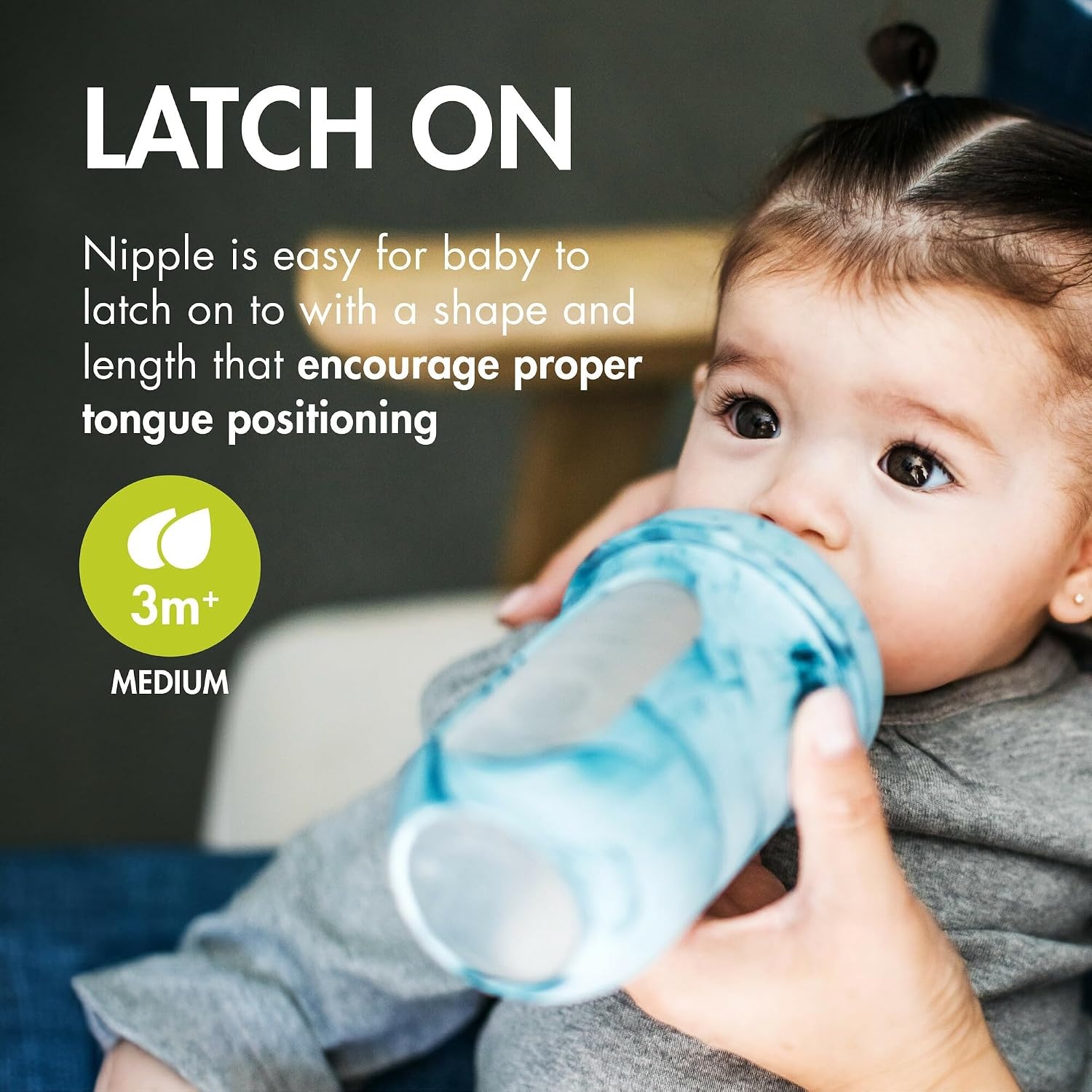 image:imageBoon Nursh Bottles Medium Flow Silicone Baby Bottles Help Ease Colic Symptoms Formula and Breast Milk Only Touch Platinum FoodSafe Silicone Mint 36 Months 3 Count 8 OunceTie Dye