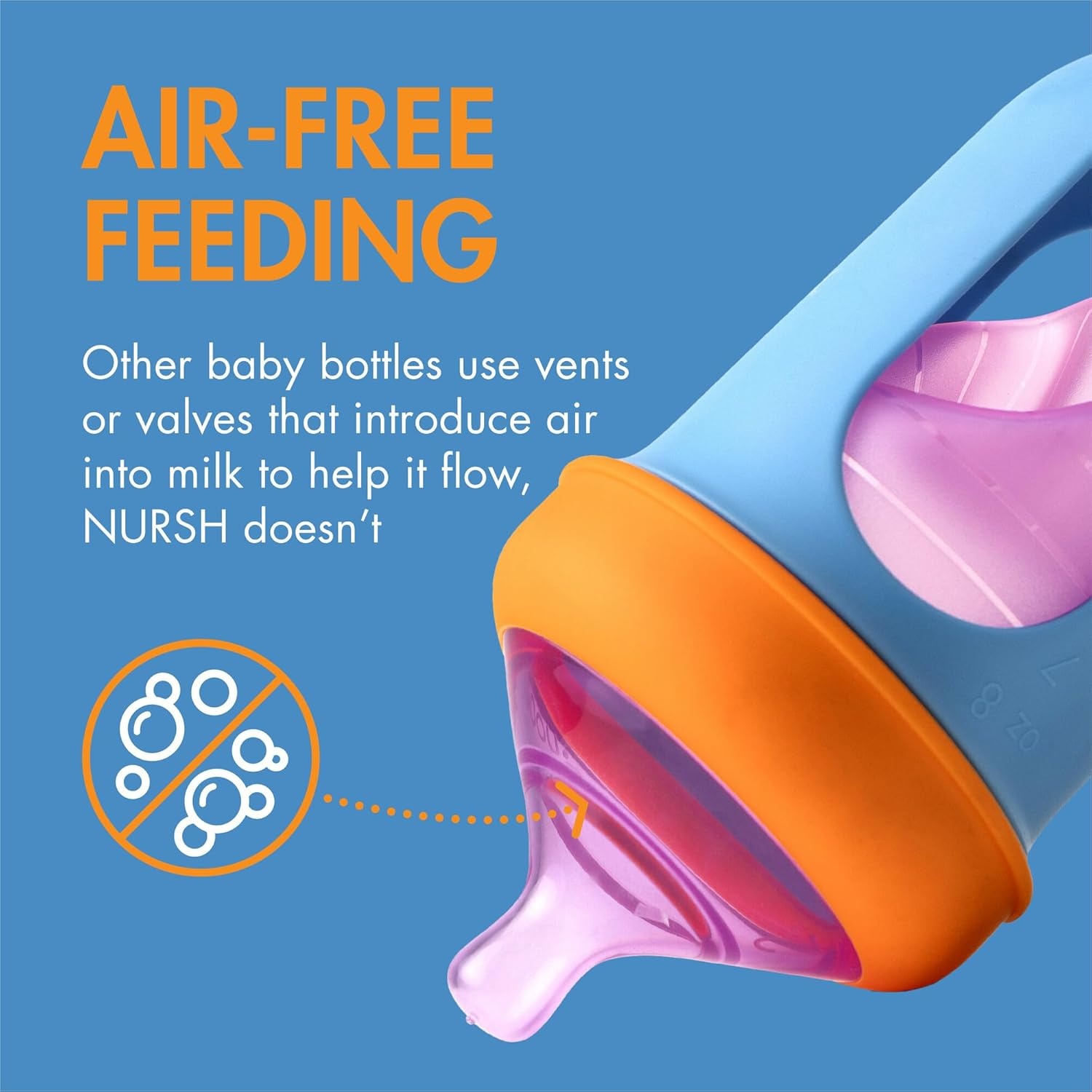 image:imageBoon Nursh Bottles Medium Flow Silicone Baby Bottles Help Ease Colic Symptoms Formula and Breast Milk Only Touch Platinum FoodSafe Silicone Mint 36 Months 3 Count 8 OunceColor Block