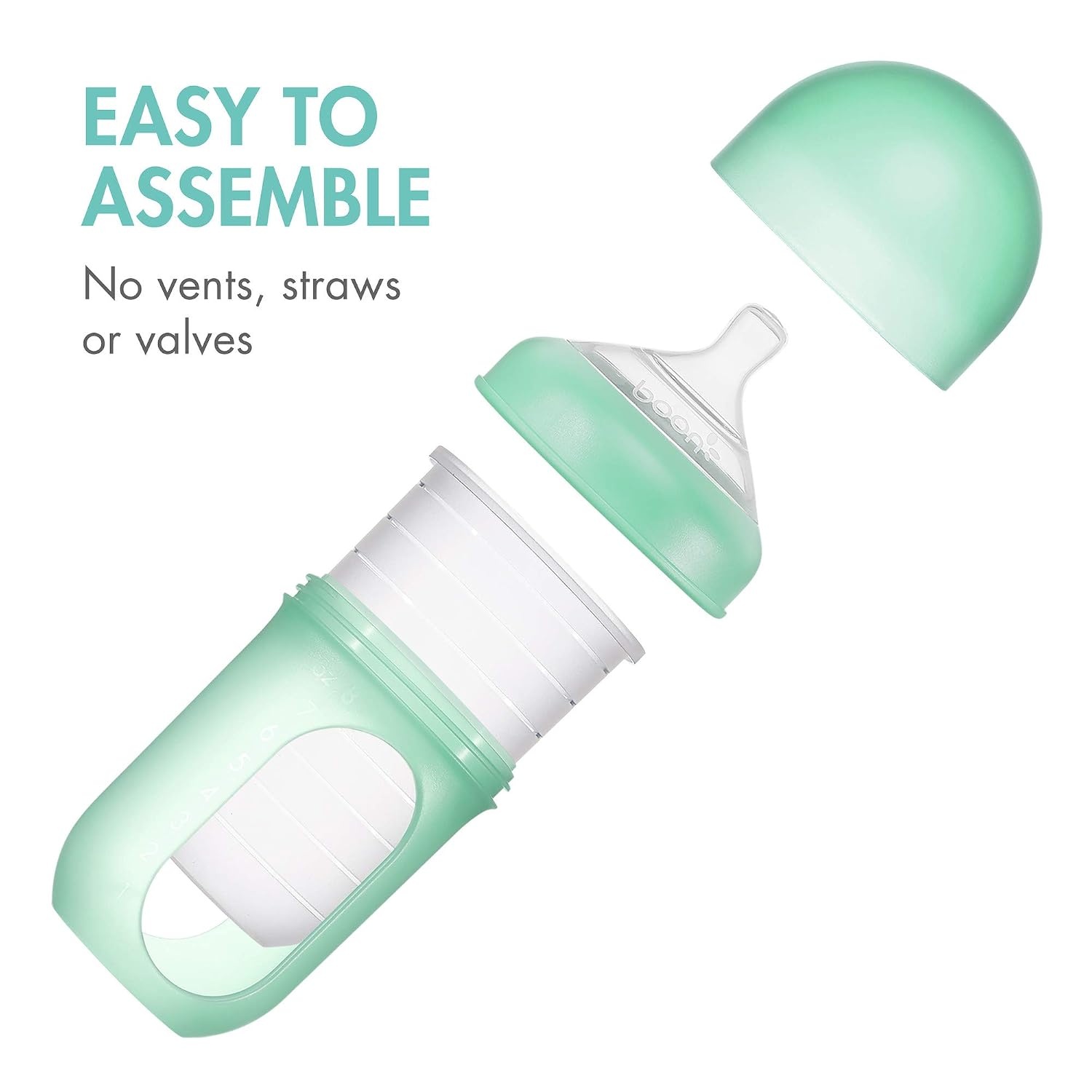 image:imageBoon Nursh Bottles Medium Flow Silicone Baby Bottles Help Ease Colic Symptoms Formula and Breast Milk Only Touch Platinum FoodSafe Silicone Mint 36 Months 3 Count 8 OunceMint