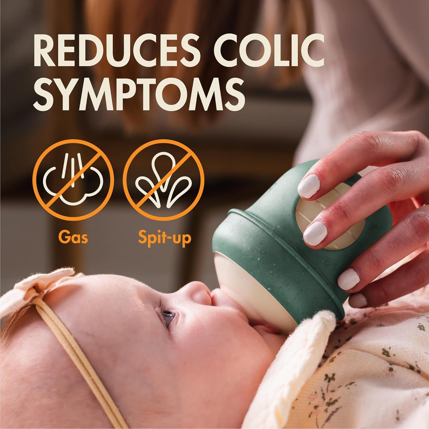 image:imageBoon Nursh Bottles Slow Flow Silicone Baby Bottles Help Ease Colic Symptoms Formula and Breast Milk Only Touch Platinum FoodSafe Silicone Pink 03 Months 3 Count 4 OunceSpeckle Green