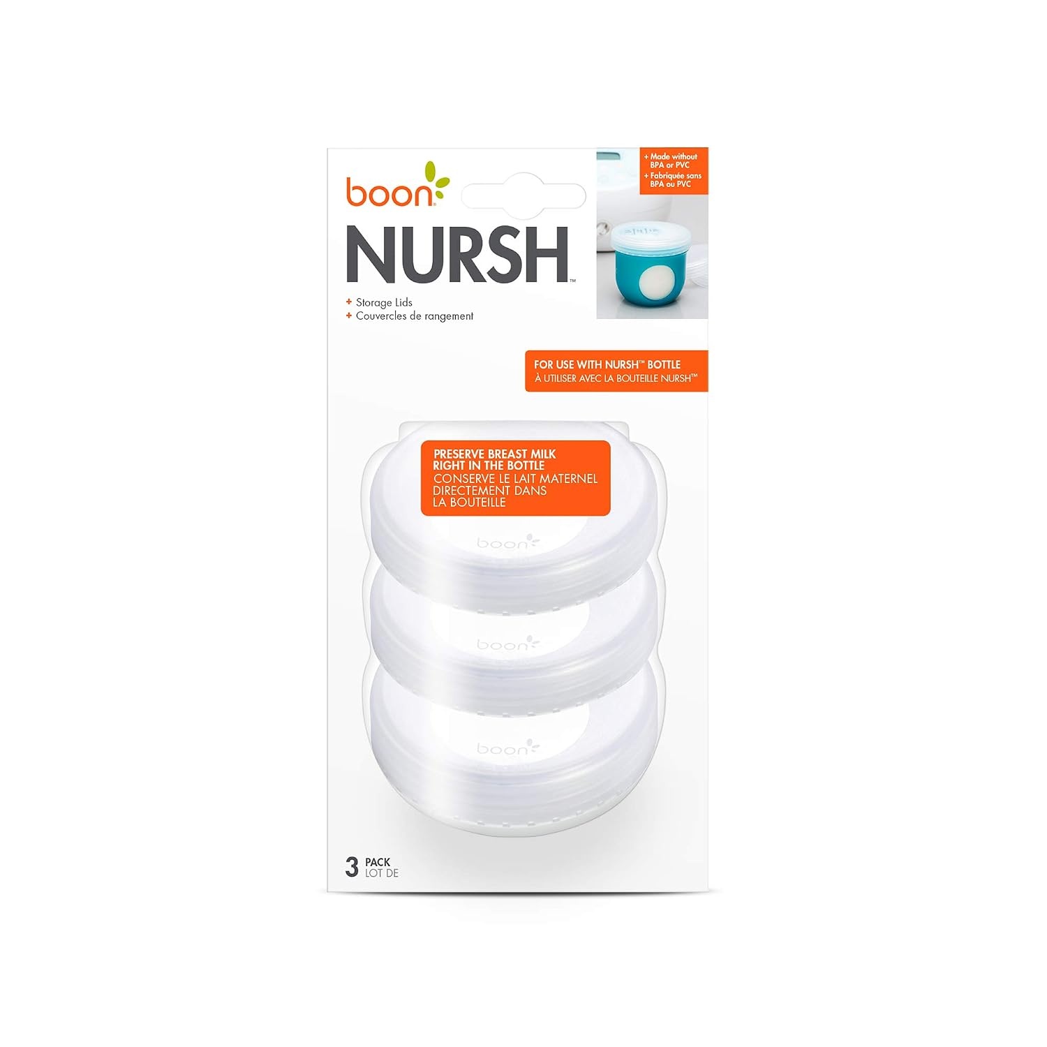 image:imageBoon Nursh Breast Milk Storage Lids Made for Boon Nursh Bottles Lids for Formula Travel Container Breastfeeding Essentials and Baby Feeding Supplies 3 Count