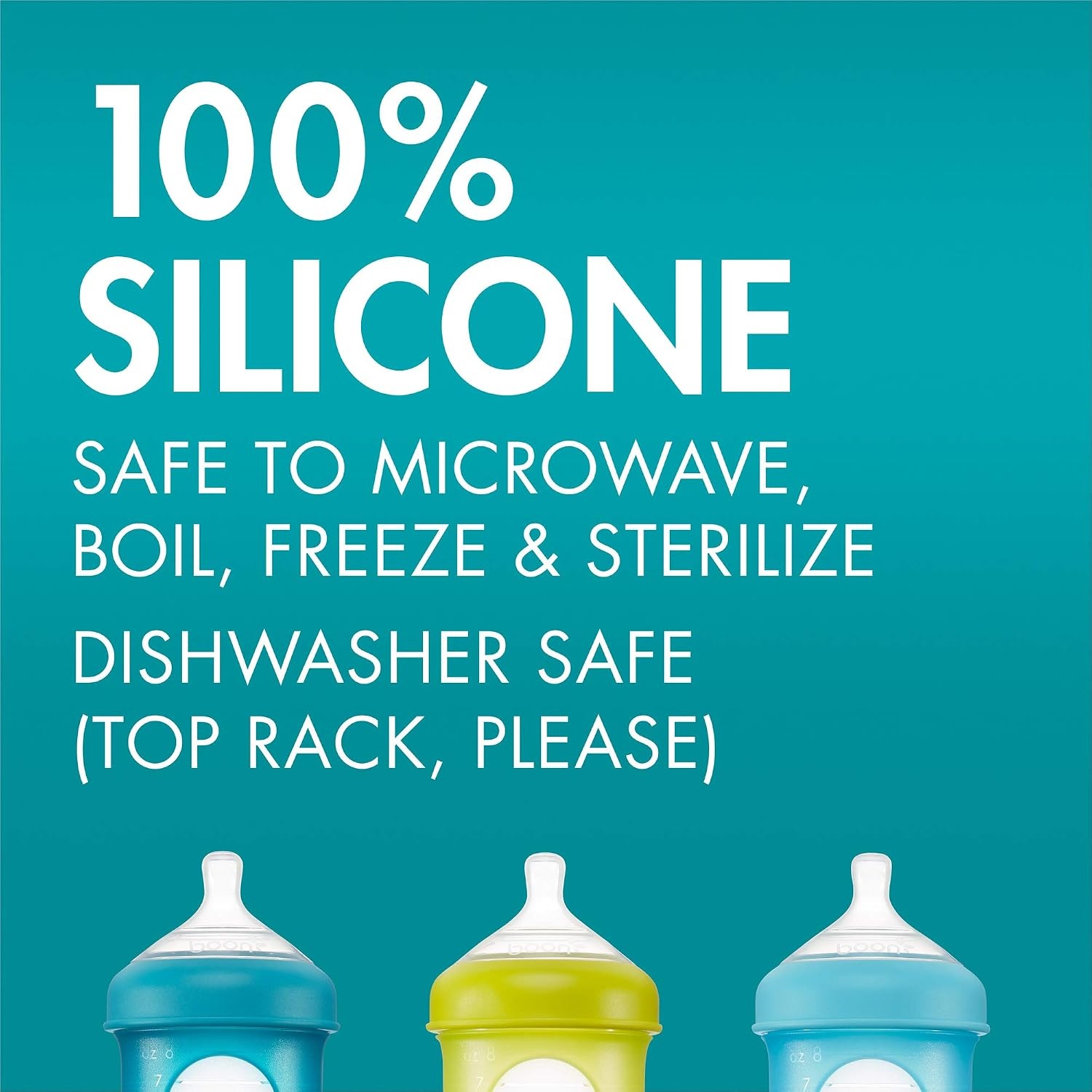 image:imageBoon Nursh Reusable Replacement Pouch with Collapsible Silicone Pouch Design Everyday Baby Essentials Stage 2 Medium Flow Baby Bottles Gray 8 Oz8 Ounce Pack of 3