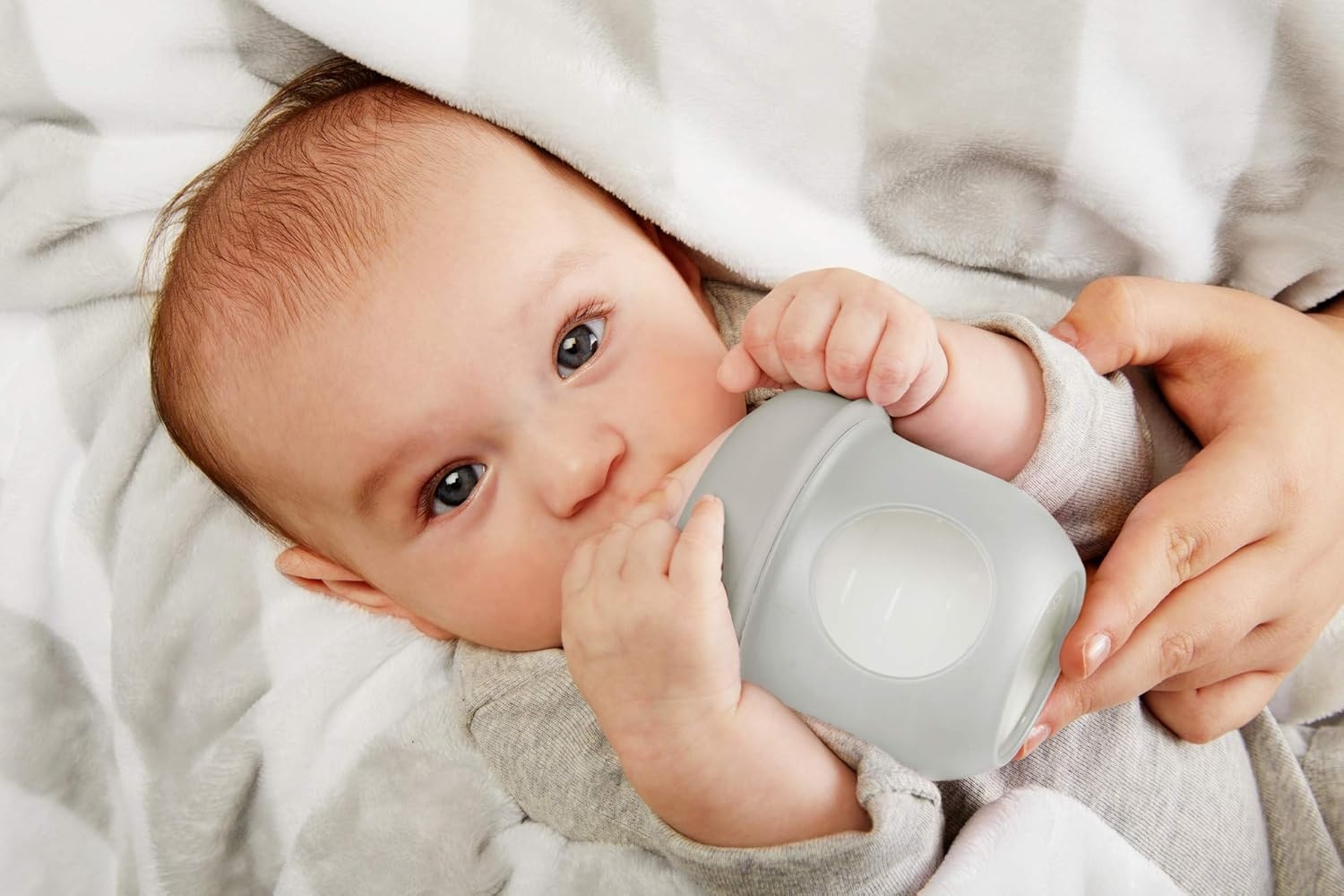 image:imageBoon Nursh Reusable Silicone Baby Bottle with Collapsible Silicone Pouch Design Everyday Baby Essentials Stage 1 Slow Flow Baby Bottles Gray 4 Oz