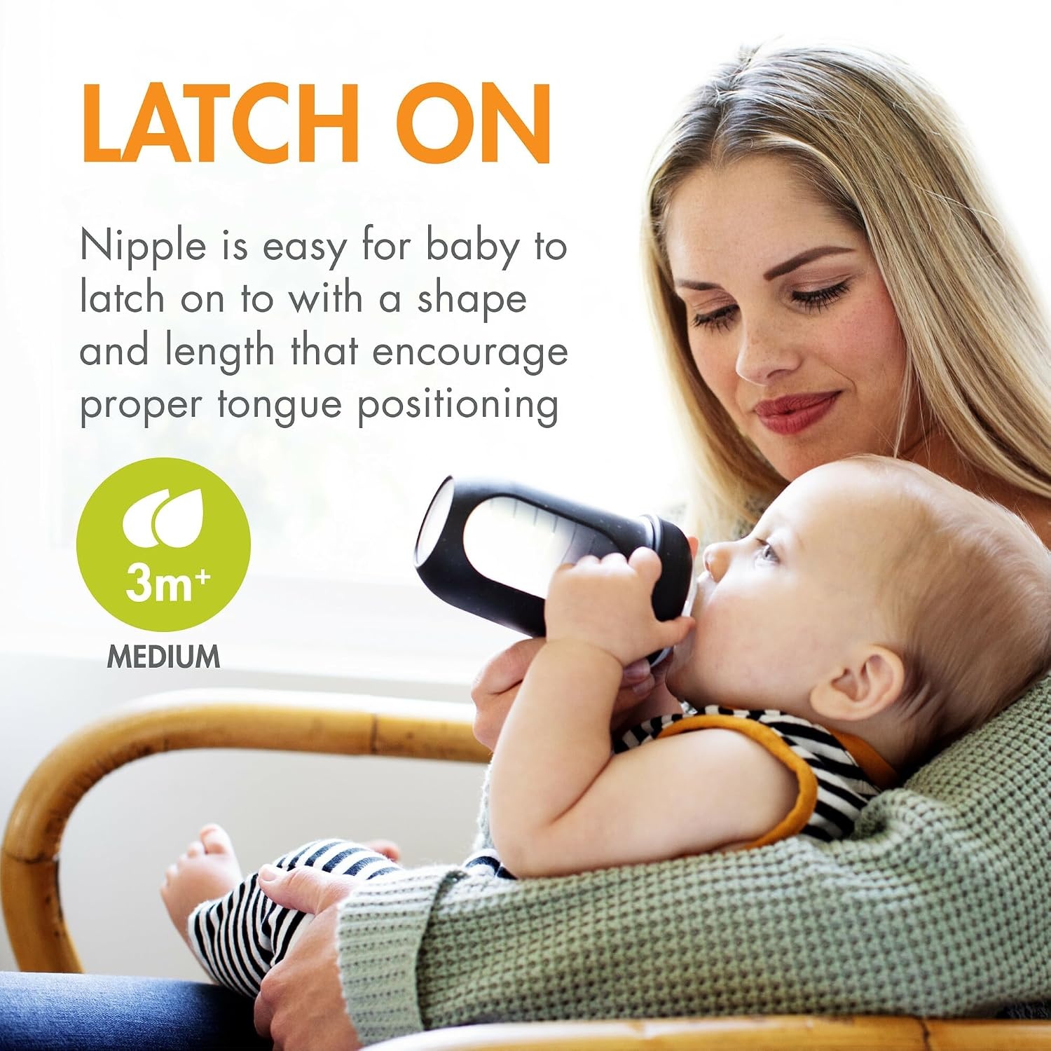 image:imageBoon Nursh Reusable Silicone Pouch Baby Bottles Medium Flow Nipple Silicone Baby Bottle Pouch and Nipple Baby Feeding Essentials Speckle 36 Months 4 Count 8 Ounce