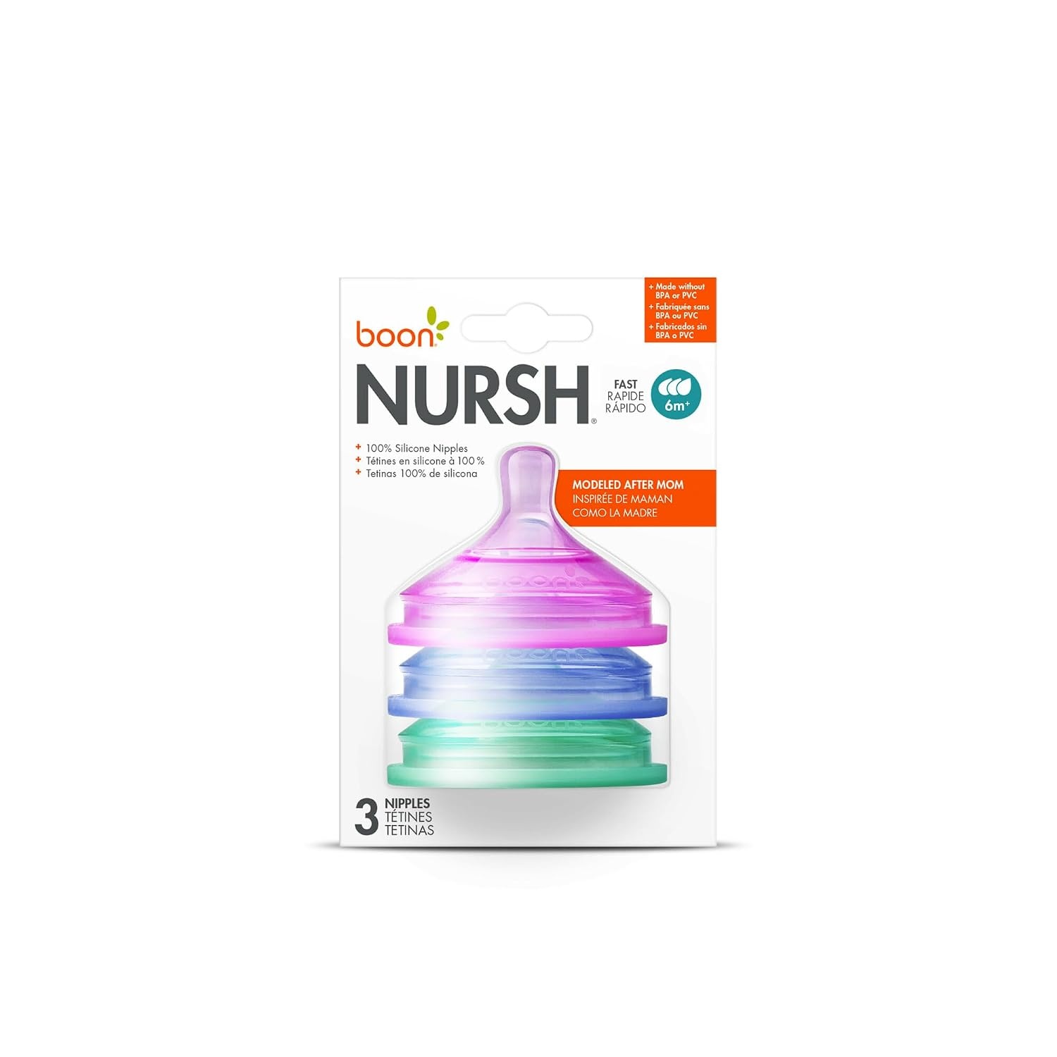 image:imageBoon Nursh Silicone Baby Bottle Nipples Bottle Nipples for Boon Nursh Baby Bottles Baby BottleFeeding Supplies Medium Flow Baby Bottle Nipples 3 Count1 Count Pack of 3