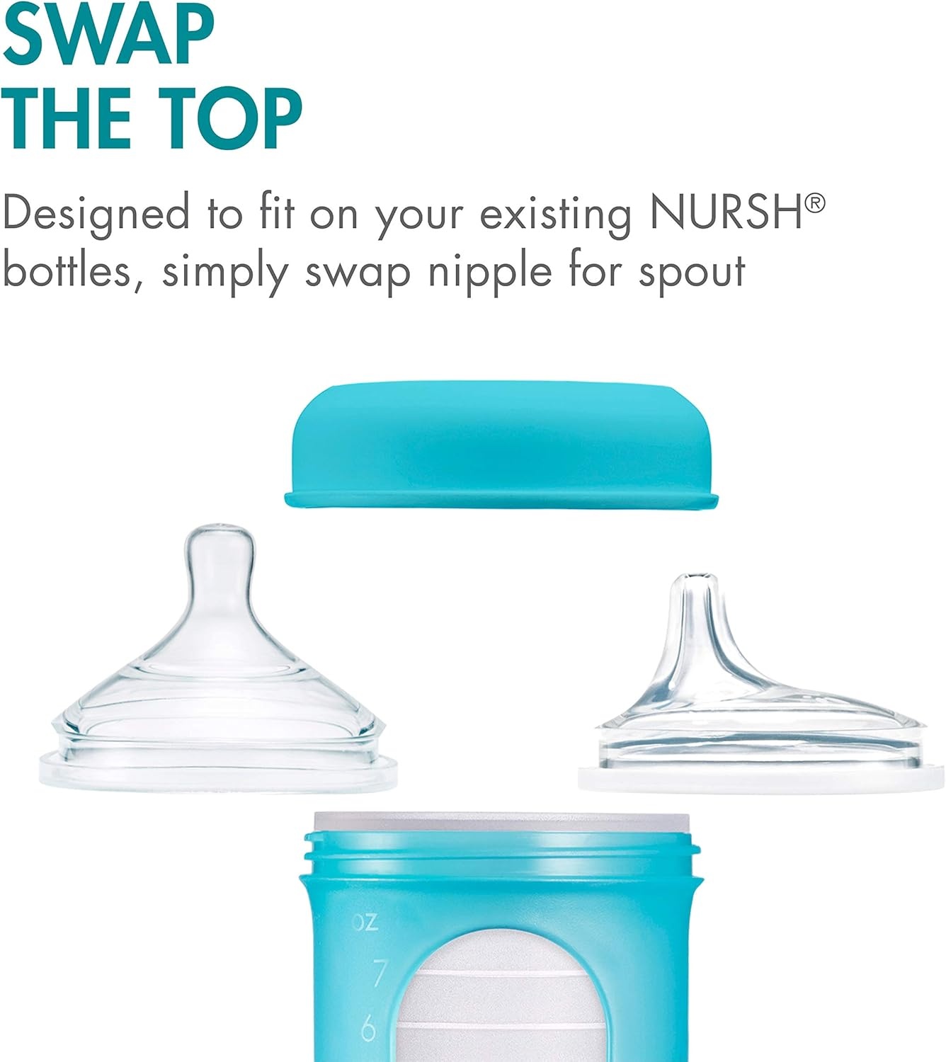 image:imageBoon Nursh Silicone Sippy Cup Lid Convertible Transitional Sippy Spouts for Nursh Baby Bottles Sippy Cup Lids for Babies Baby Feeding Supplies Ages 6 Months and Up 3 Count3 Count Pack of 1