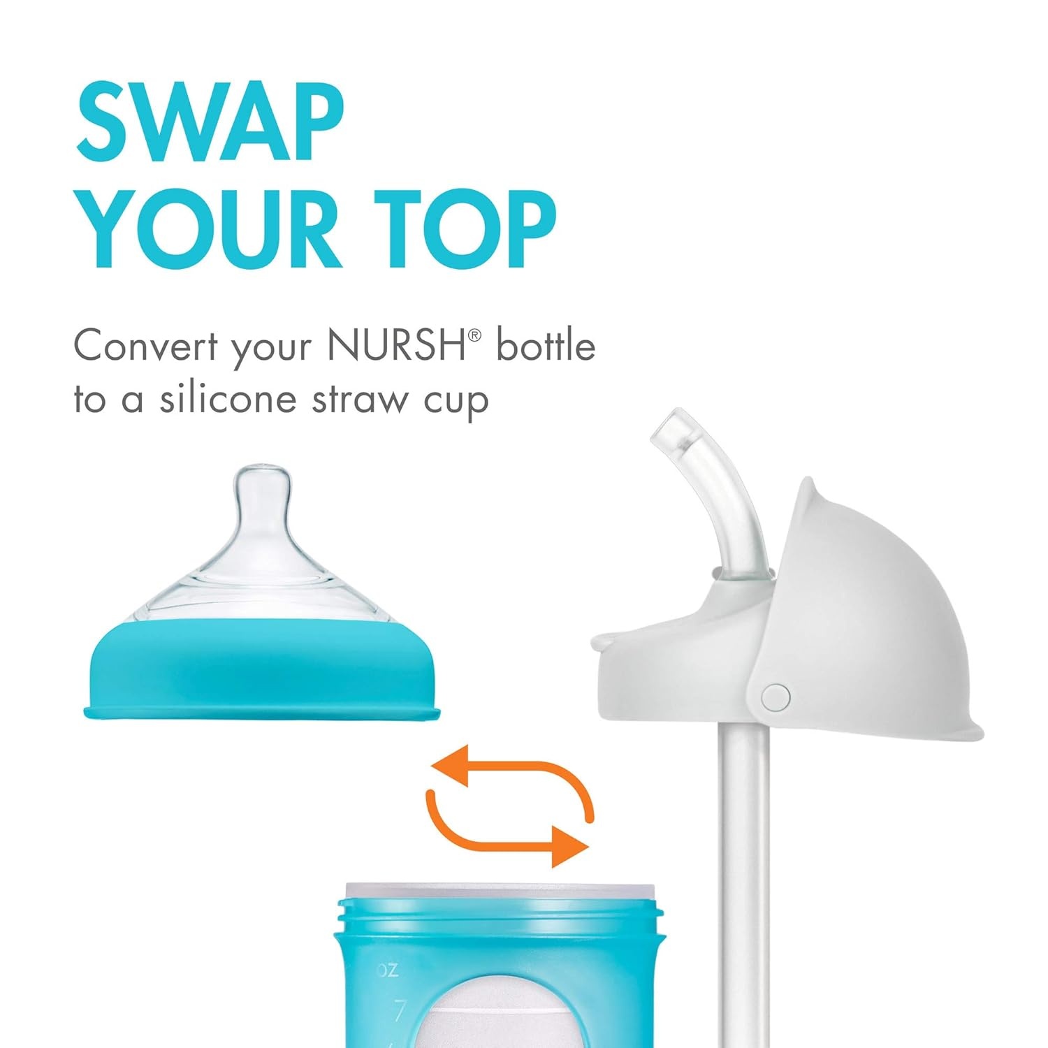 image:imageBoon Nursh Silicone Straw Sippy Cup Lid Conversion Top for Bottles Toddler Cup Top Changes Baby Bottles into Cups 2 Count2 Count Pack of 1