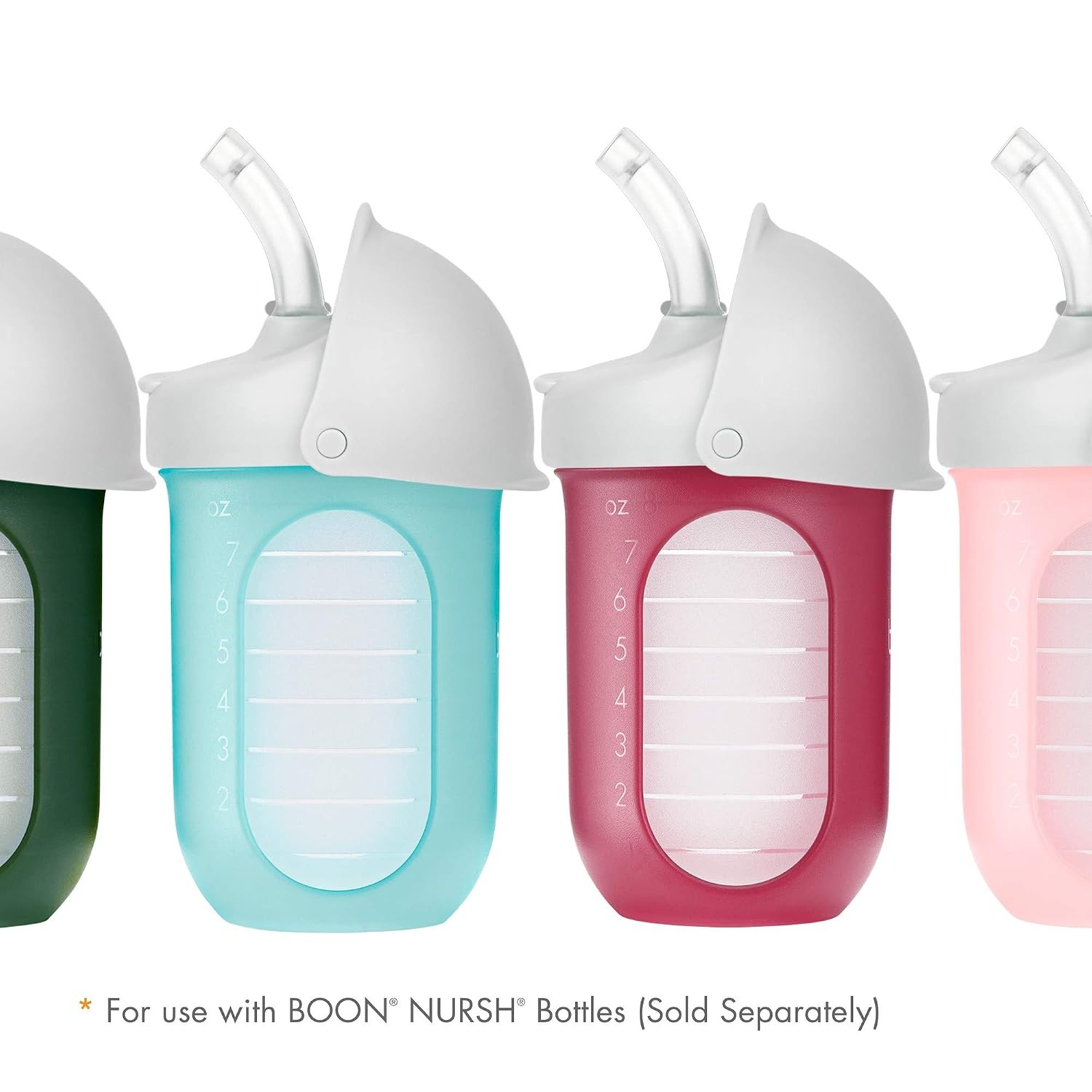 image:imageBoon Nursh Silicone Straw Sippy Cup Lid Conversion Top for Bottles Toddler Cup Top Changes Baby Bottles into Cups 2 Count2 Count Pack of 1