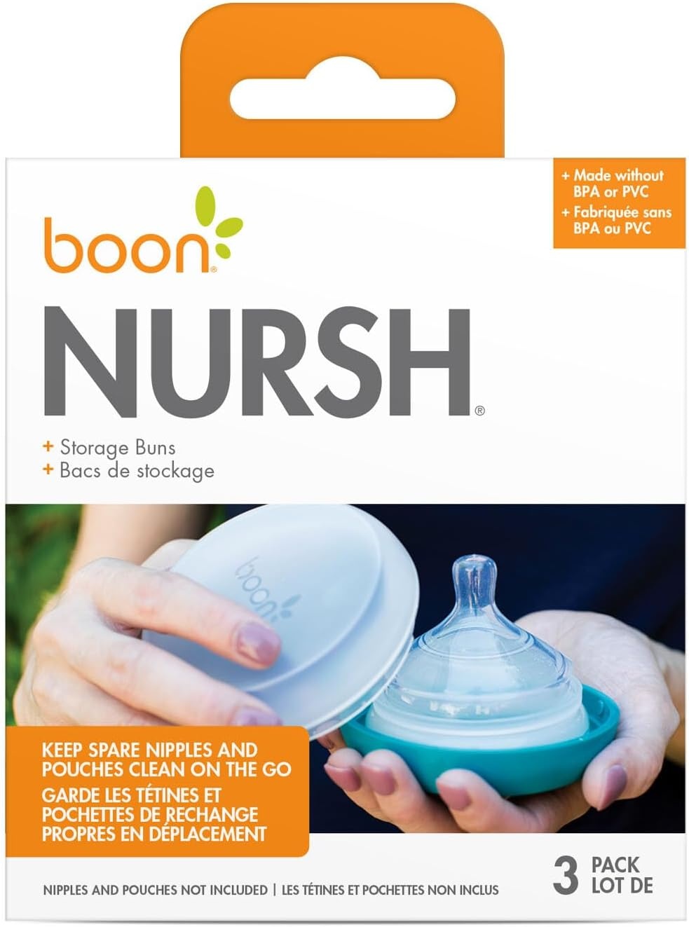 image:imageBoon Nursh Storage Buns Holds Boon Nursh Bottle Pouches Nipples and Pacifiers BottleFeeding Supplies Blue and White 3 CountBluewhite