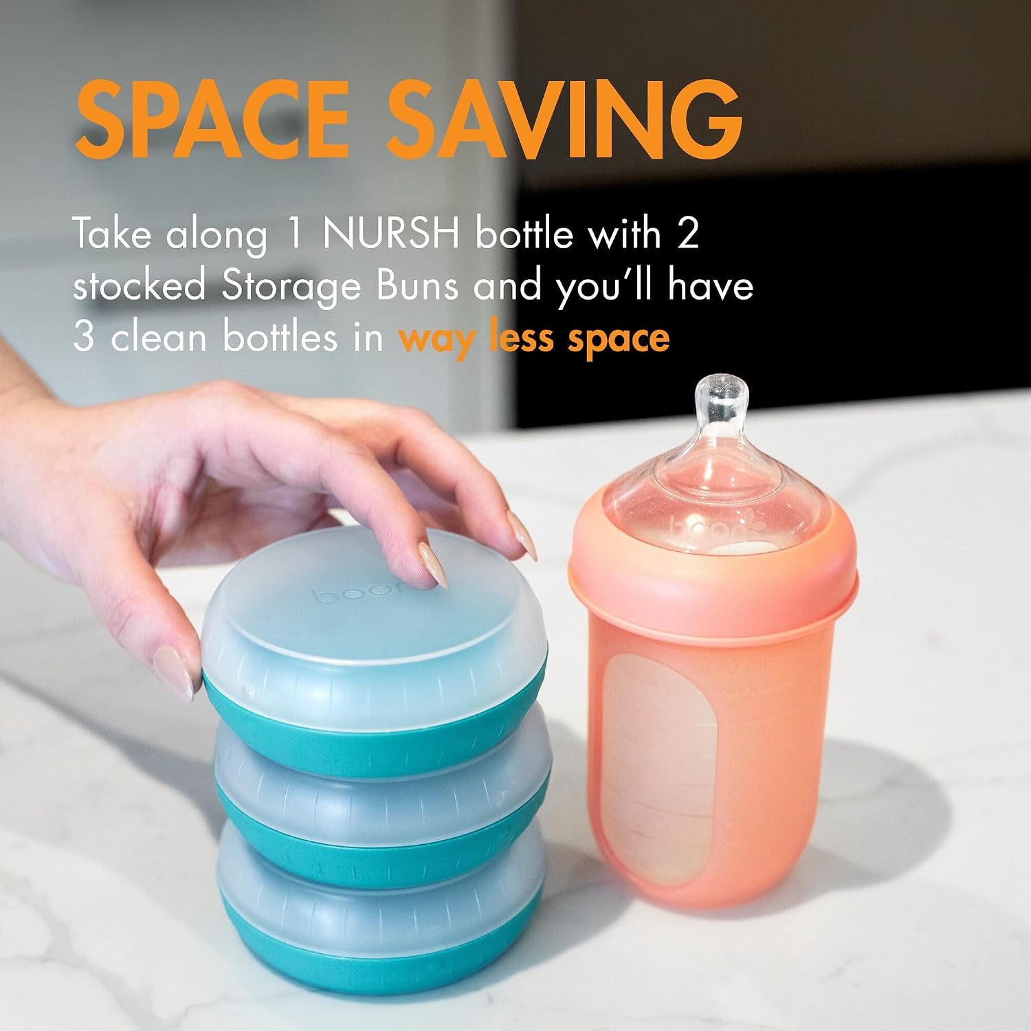 image:imageBoon Nursh Storage Buns Holds Boon Nursh Bottle Pouches Nipples and Pacifiers BottleFeeding Supplies Blue and White 3 CountBluewhite