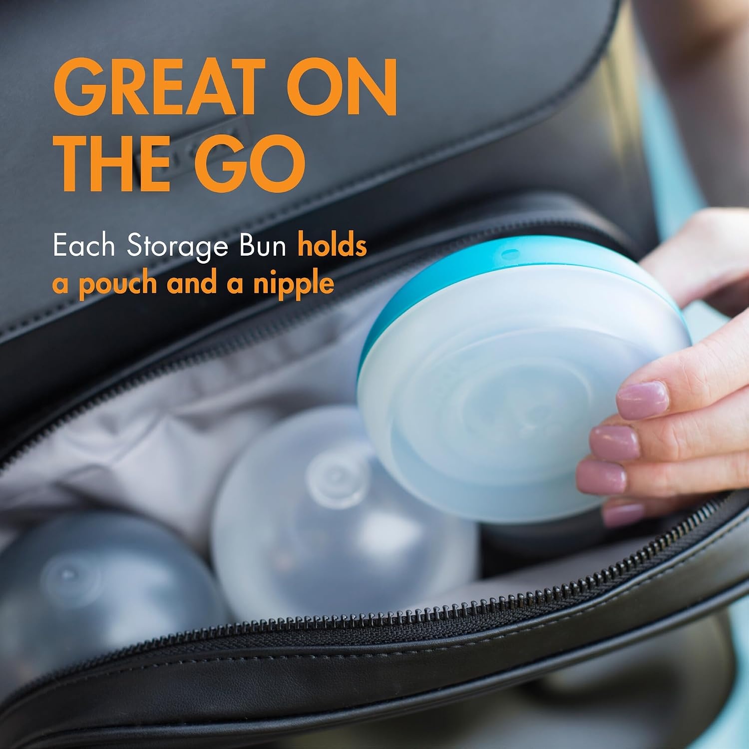 image:imageBoon Nursh Storage Buns Holds Boon Nursh Bottle Pouches Nipples and Pacifiers BottleFeeding Supplies Blue and White 3 CountBluewhite