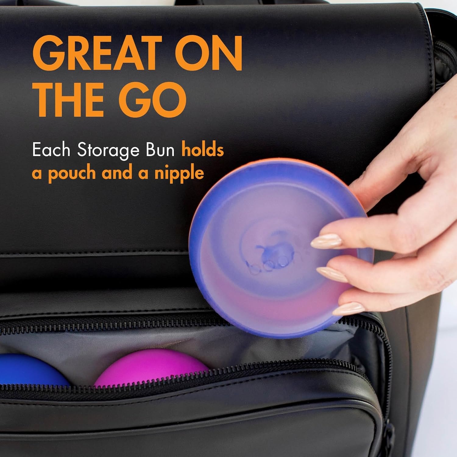 image:imageBoon Nursh Storage Buns Holds Boon Nursh Bottle Pouches Nipples and Pacifiers BottleFeeding Supplies Color Block 3 Count