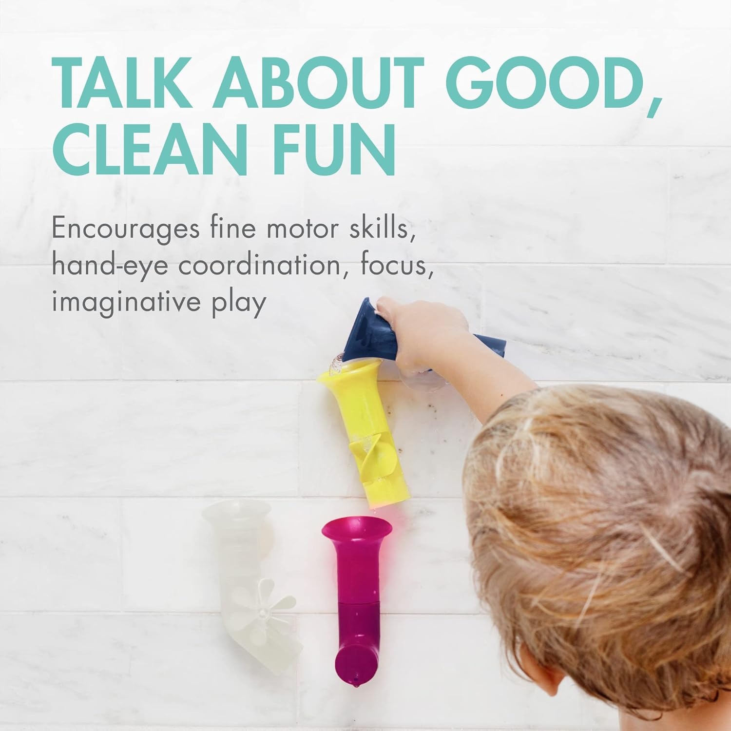image:imageBoon Pipes Toddler Bath Toys Bathtub Building Toys with Suction Cups Toddler Sensory Toys and Bathtub Essentials Multicolored 5 Count Kids Ages 12 Months and UpGray
