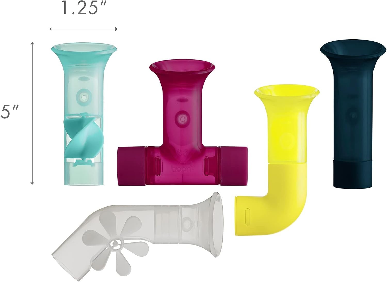 image:imageBoon Pipes Toddler Bath Toys Bathtub Building Toys with Suction Cups Toddler Sensory Toys and Bathtub Essentials Multicolored 5 Count Kids Ages 12 Months and UpGray