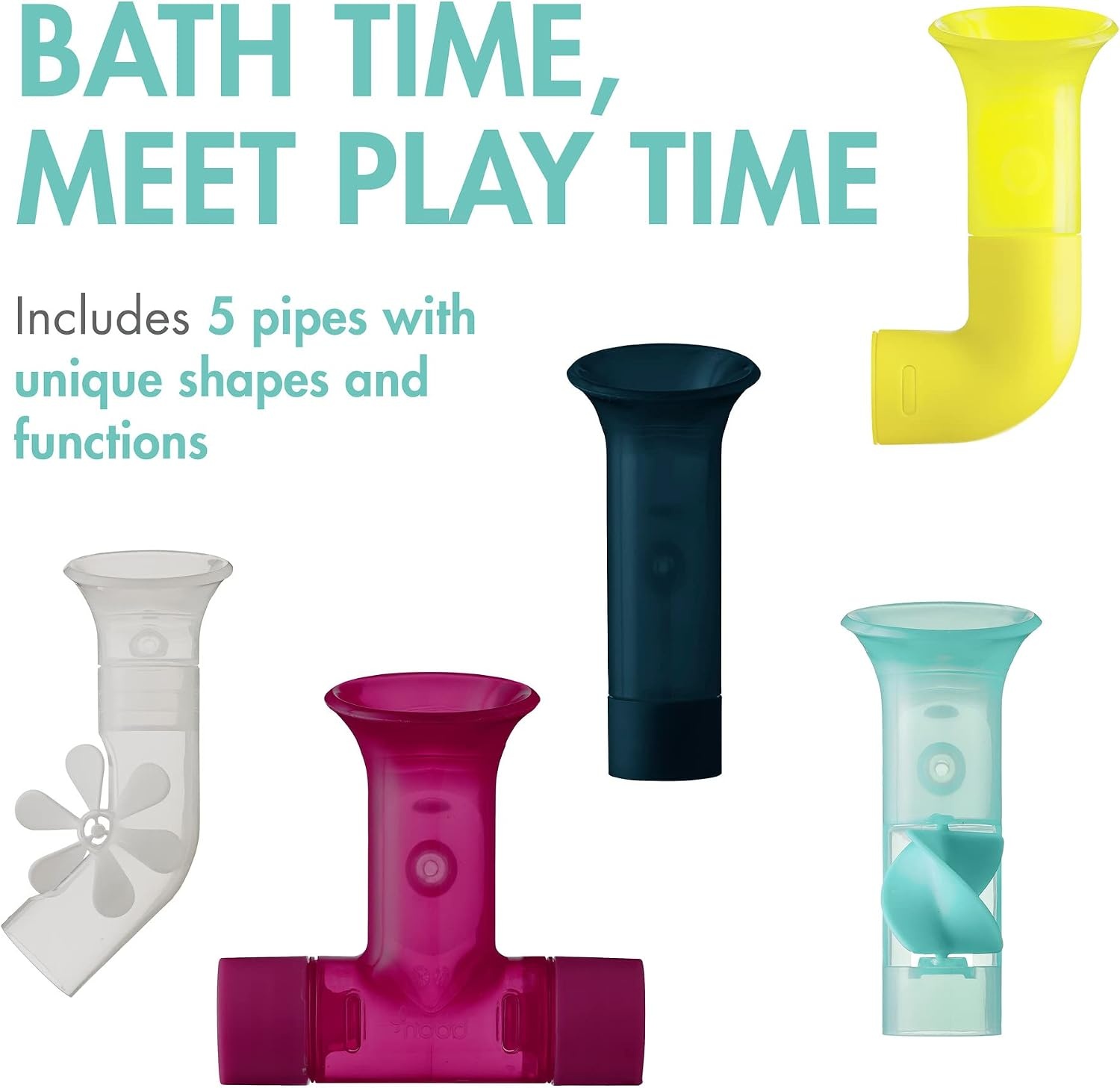 image:imageBoon Pipes Toddler Bath Toys Bathtub Building Toys with Suction Cups Toddler Sensory Toys and Bathtub Essentials Multicolored 5 Count Kids Ages 12 Months and UpGray