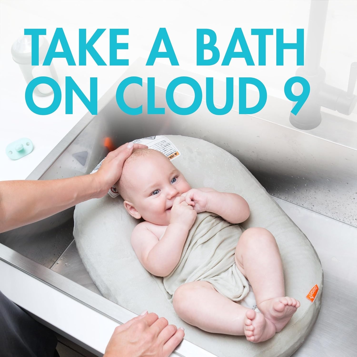 image:imageBoon Puff Inflatable Baby Bather Infant Bathtub Includes Microfleece Cover Swaddle Wings and Storage Bag Inflatable Baby Bathtub for Newborns and InfantsGrey