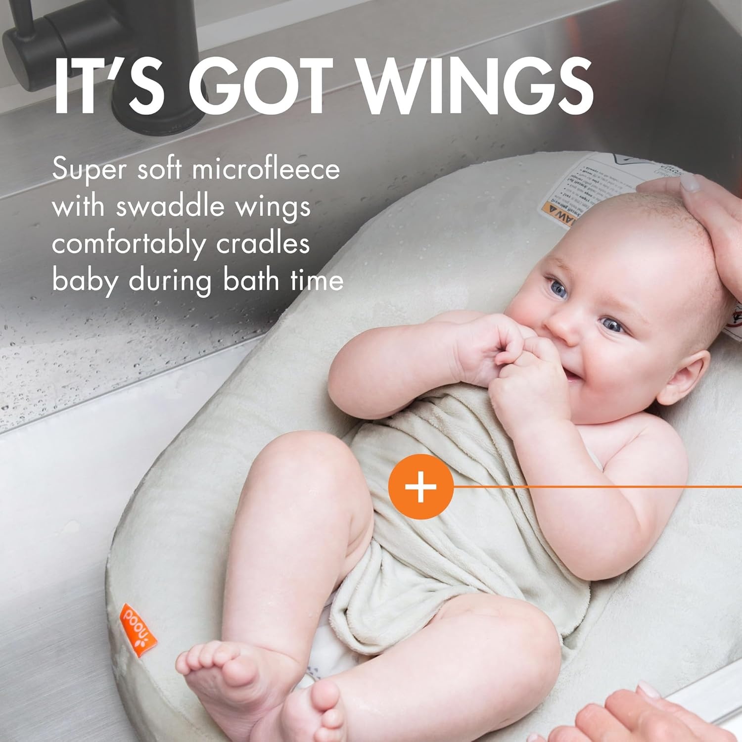 image:imageBoon Puff Inflatable Baby Bather Infant Bathtub Includes Microfleece Cover Swaddle Wings and Storage Bag Inflatable Baby Bathtub for Newborns and InfantsGrey
