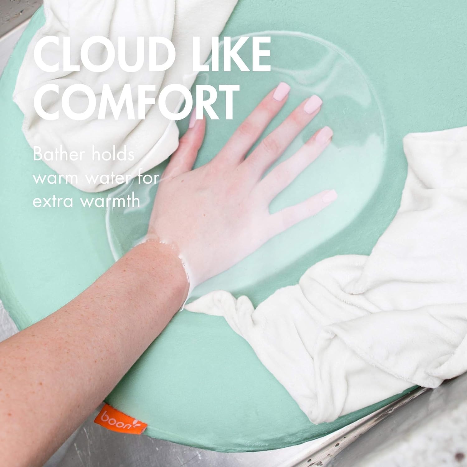 image:imageBoon Puff Inflatable Baby Bather Infant Bathtub Includes Microfleece Cover Swaddle Wings and Storage Bag Inflatable Baby Bathtub for Newborns and InfantsMint