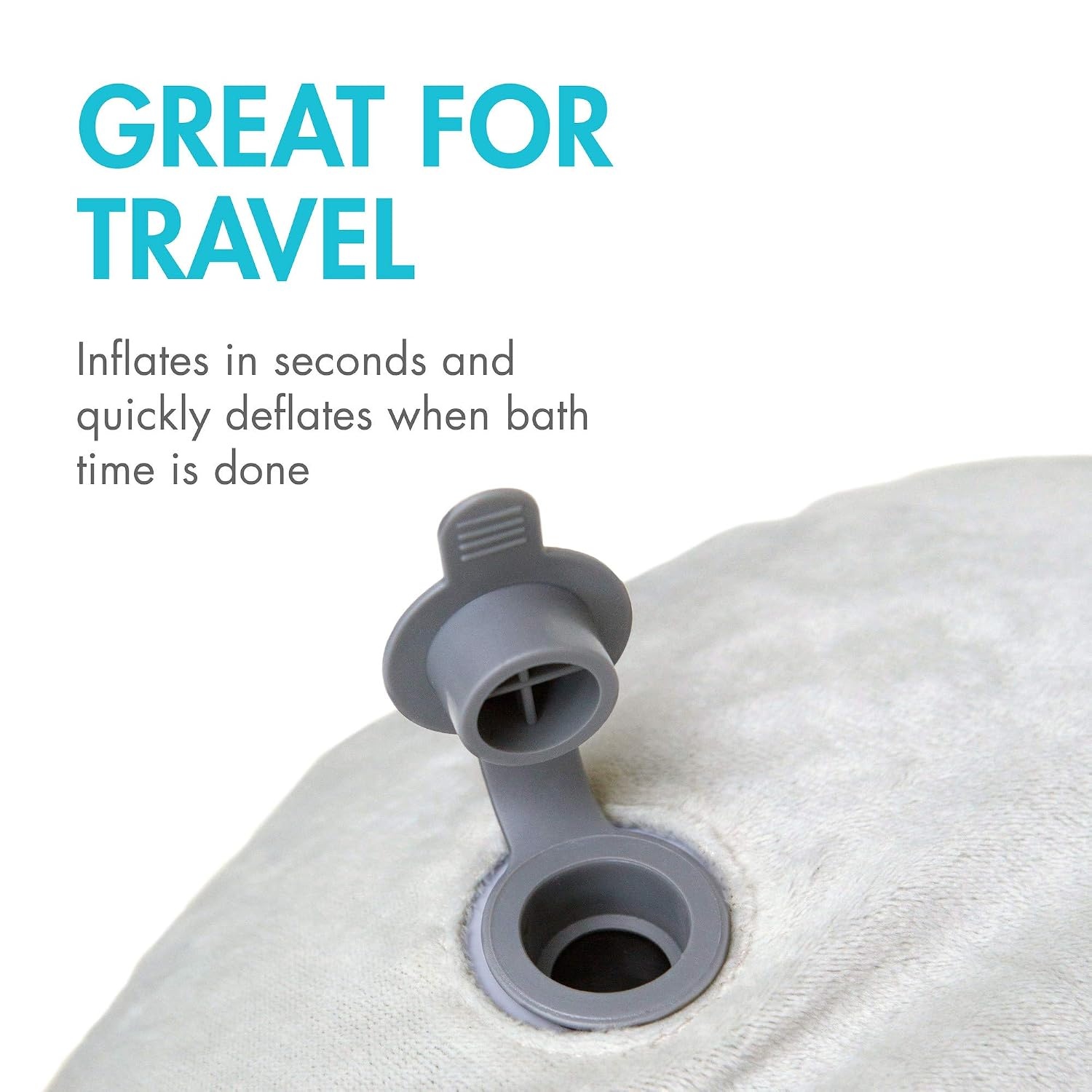 image:imageBoon Puff Inflatable Baby Bather Infant Bathtub Includes Microfleece Cover Swaddle Wings and Storage Bag Inflatable Baby Bathtub for Newborns and InfantsGrey
