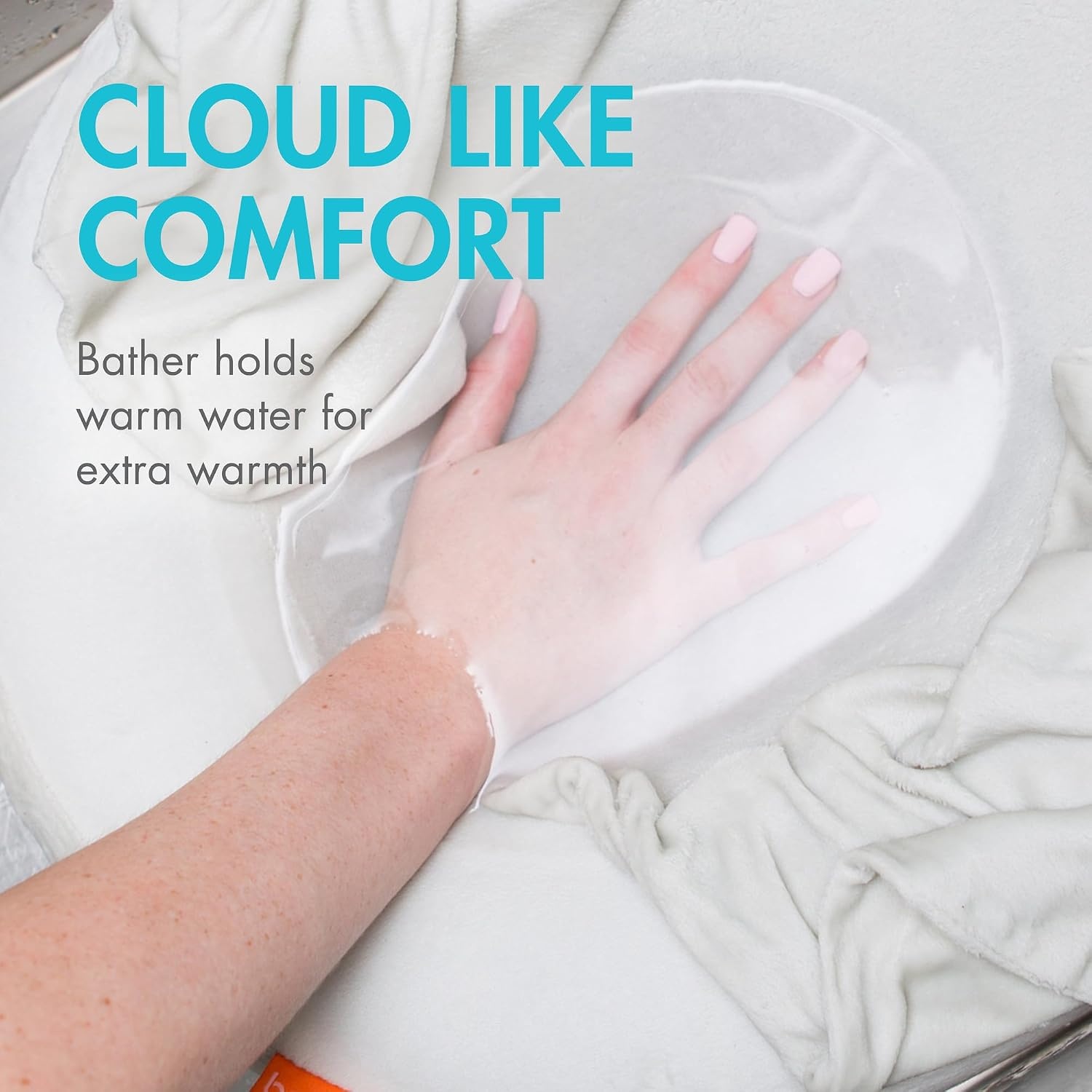 image:imageBoon Puff Inflatable Baby Bather Infant Bathtub Includes Microfleece Cover Swaddle Wings and Storage Bag Inflatable Baby Bathtub for Newborns and InfantsGrey
