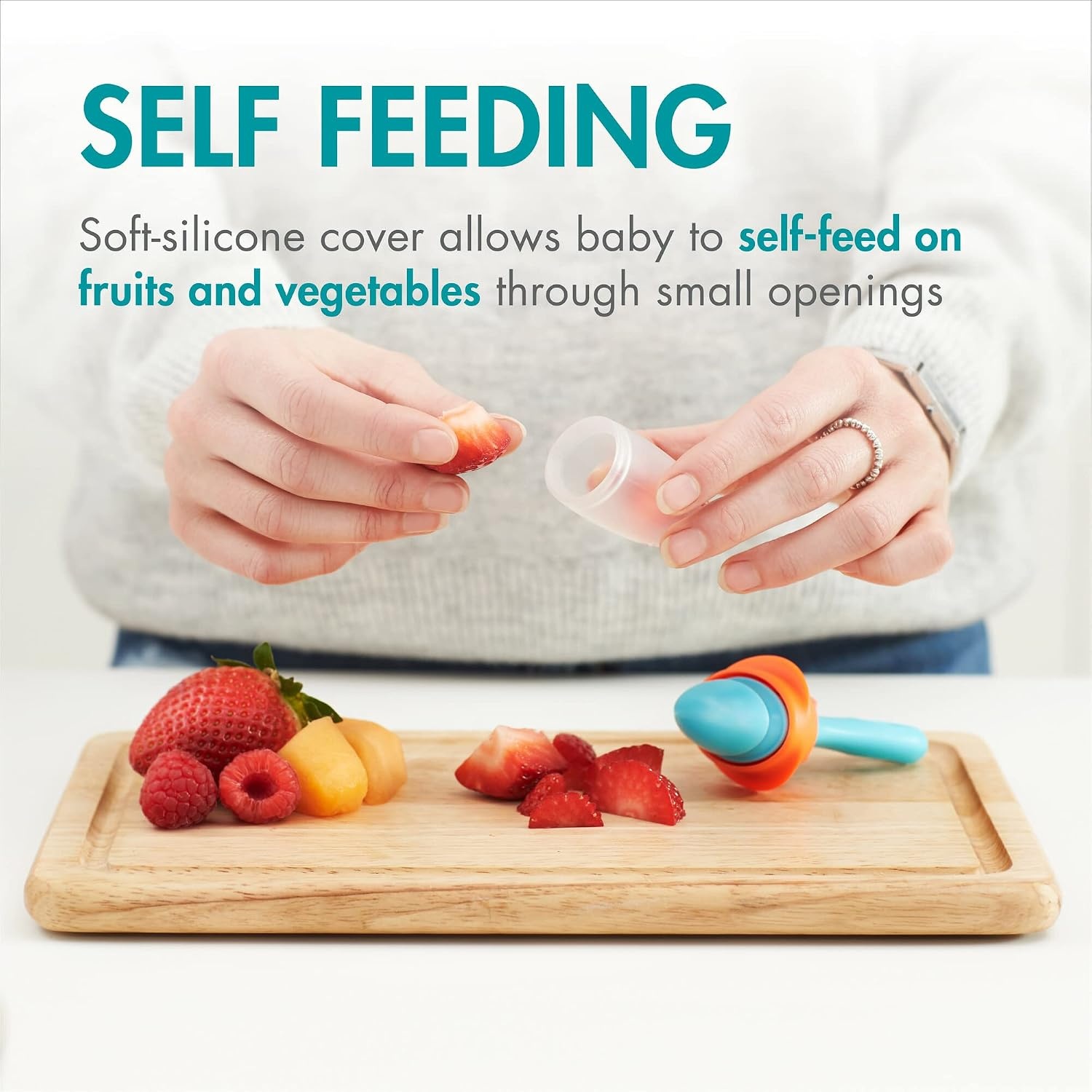 image:imageBoon Pulp Silicone Baby Fruit Feeder Soft Silicone Baby Feeding Fruit and Vegetable Baby Led Weaning Supplies Baby Feeding Essentials GreenMint 1 CountMintGreen