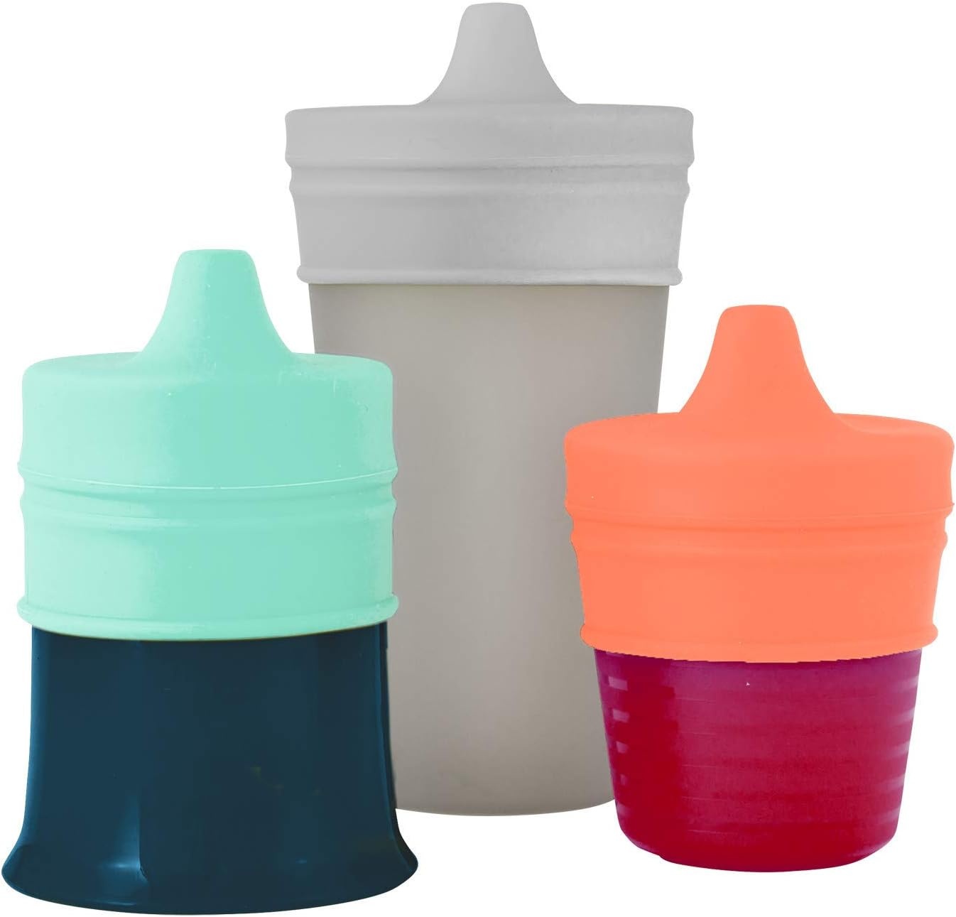image:imageBoon Snug Silicone Sippy Cup Lids Convert Any Kids Cups or Toddler Cups into Soft Spout Sippy Cups Toddler Feeding Supplies and Travel Essentials Pink 3 CountMint