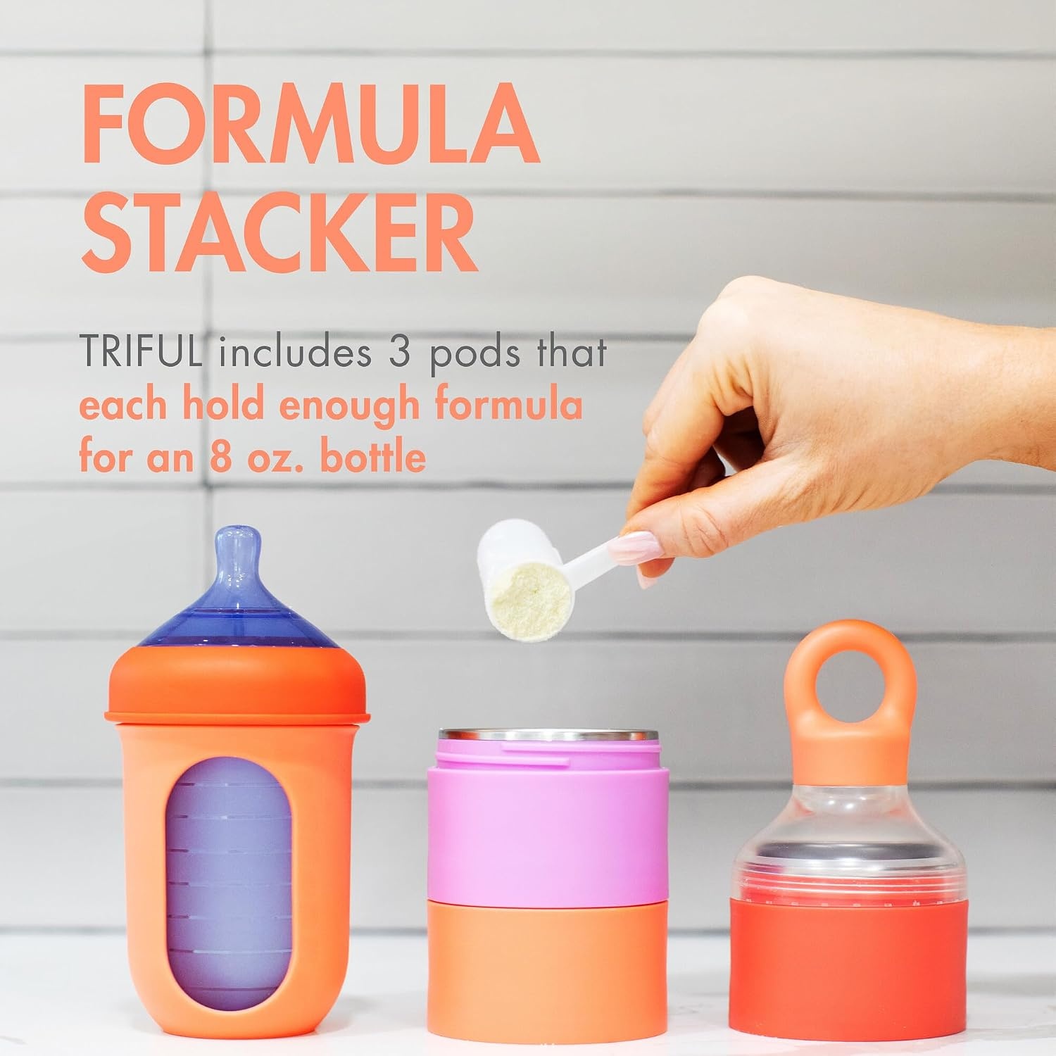 image:imageBoon Triful Baby Formula Dispenser On The Go Insulated Stainless Steel Formula Containers with Stacking Design Baby BottleFeeding Supplies for Travel PinkPink