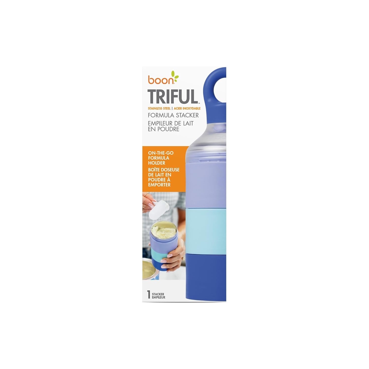image:imageBoon Triful Baby Formula Dispenser On The Go Insulated Stainless Steel Formula Containers with Stacking Design Baby BottleFeeding Supplies for Travel PinkBlue