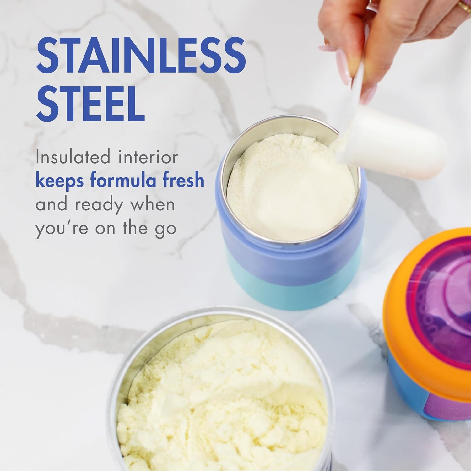 image:imageBoon Triful Baby Formula Dispenser On The Go Insulated Stainless Steel Formula Containers with Stacking Design Baby BottleFeeding Supplies for Travel PinkBlue