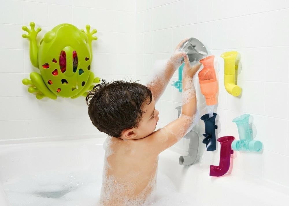 image:imageBoon Tubes Toddler Bath Toys Bathtub Building Toys with Suction Cups Toddler Sensory Toys and Bathtub Essentials Blue 3 Count Kids Ages 12 Months and UpGray