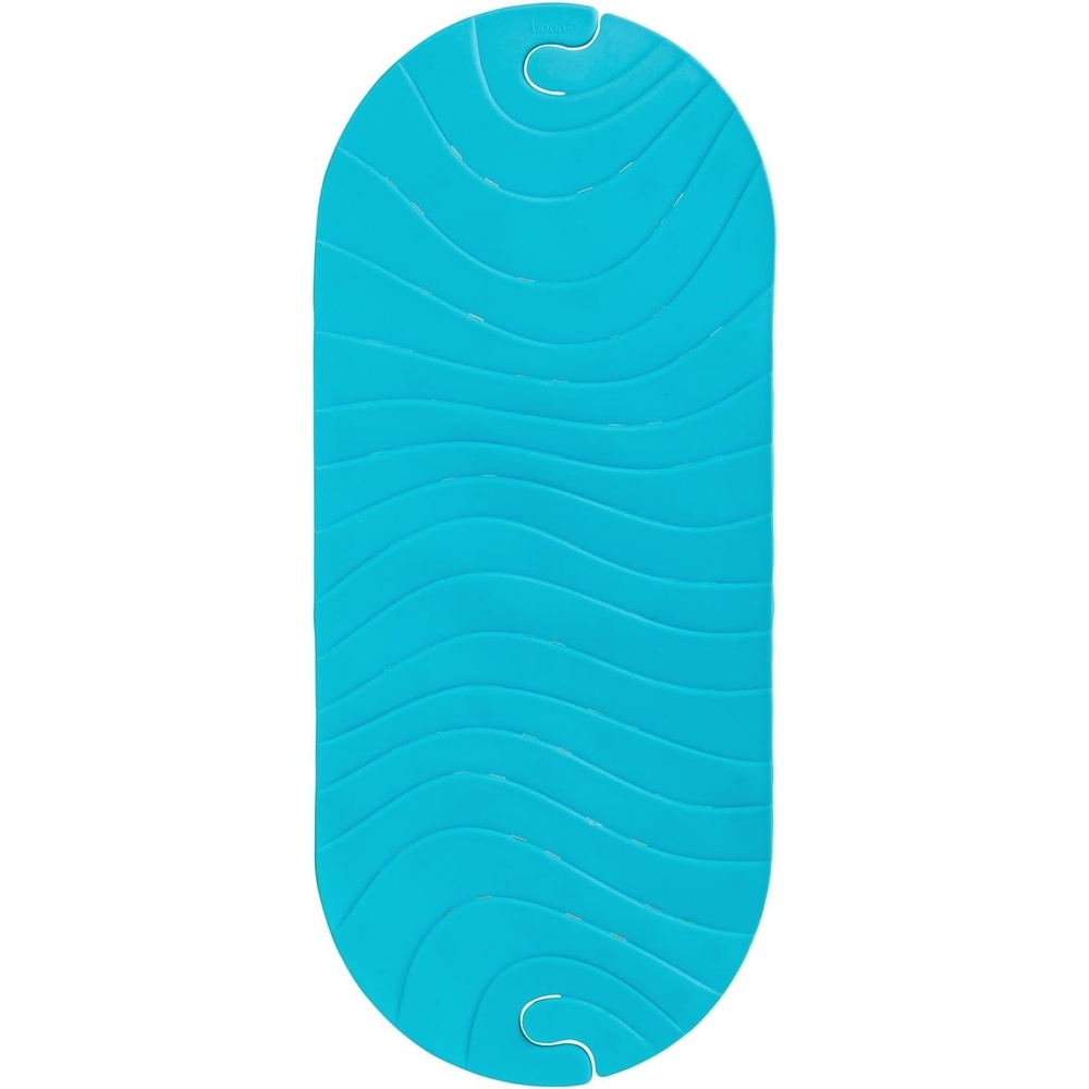 image:imageBoon B11192 RIPPLE Textured Non Slip Baby Bath Tub Mat with Hanging Hook and Drain Holes BlueRipple